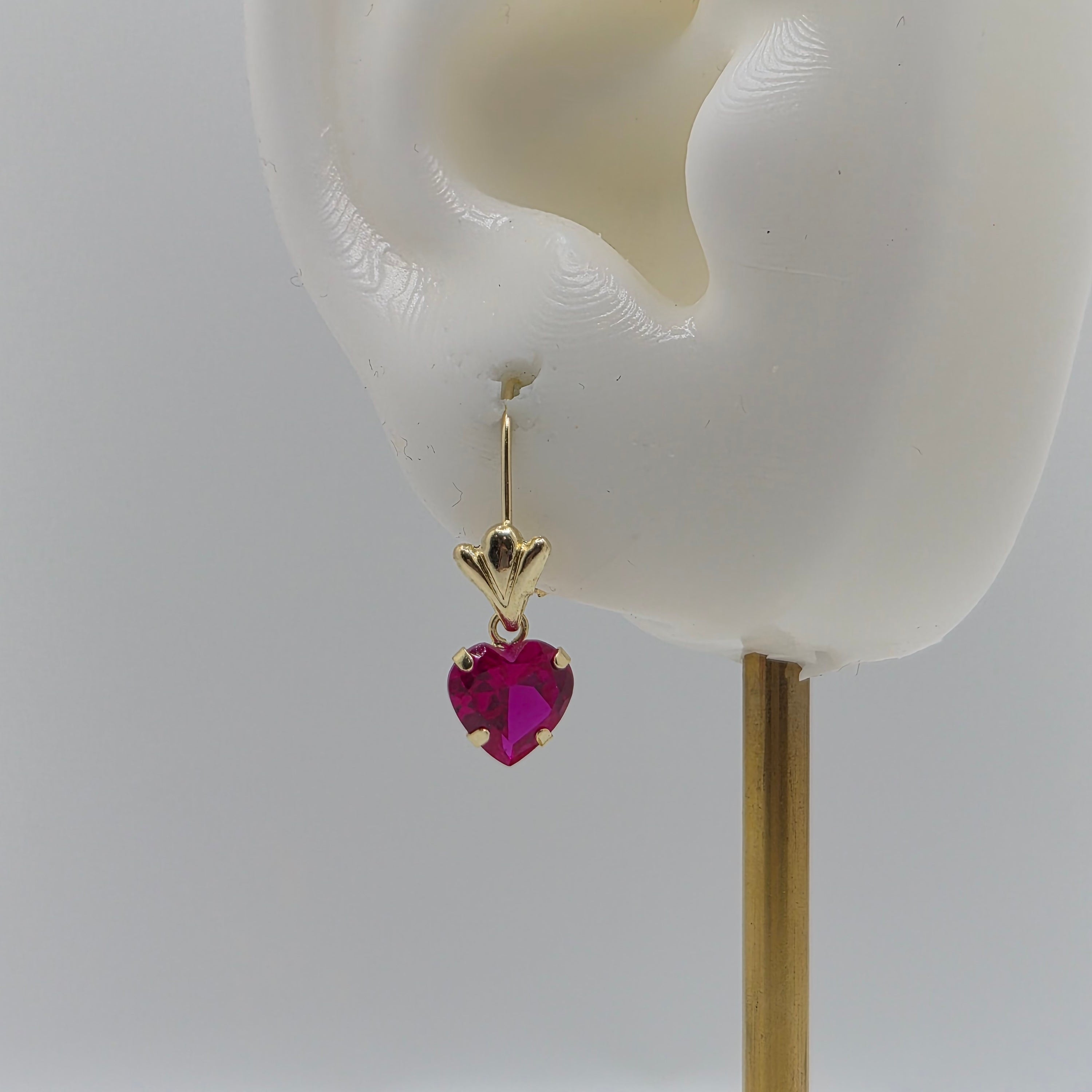 14K Yellow Gold Heart Dangle Earrings