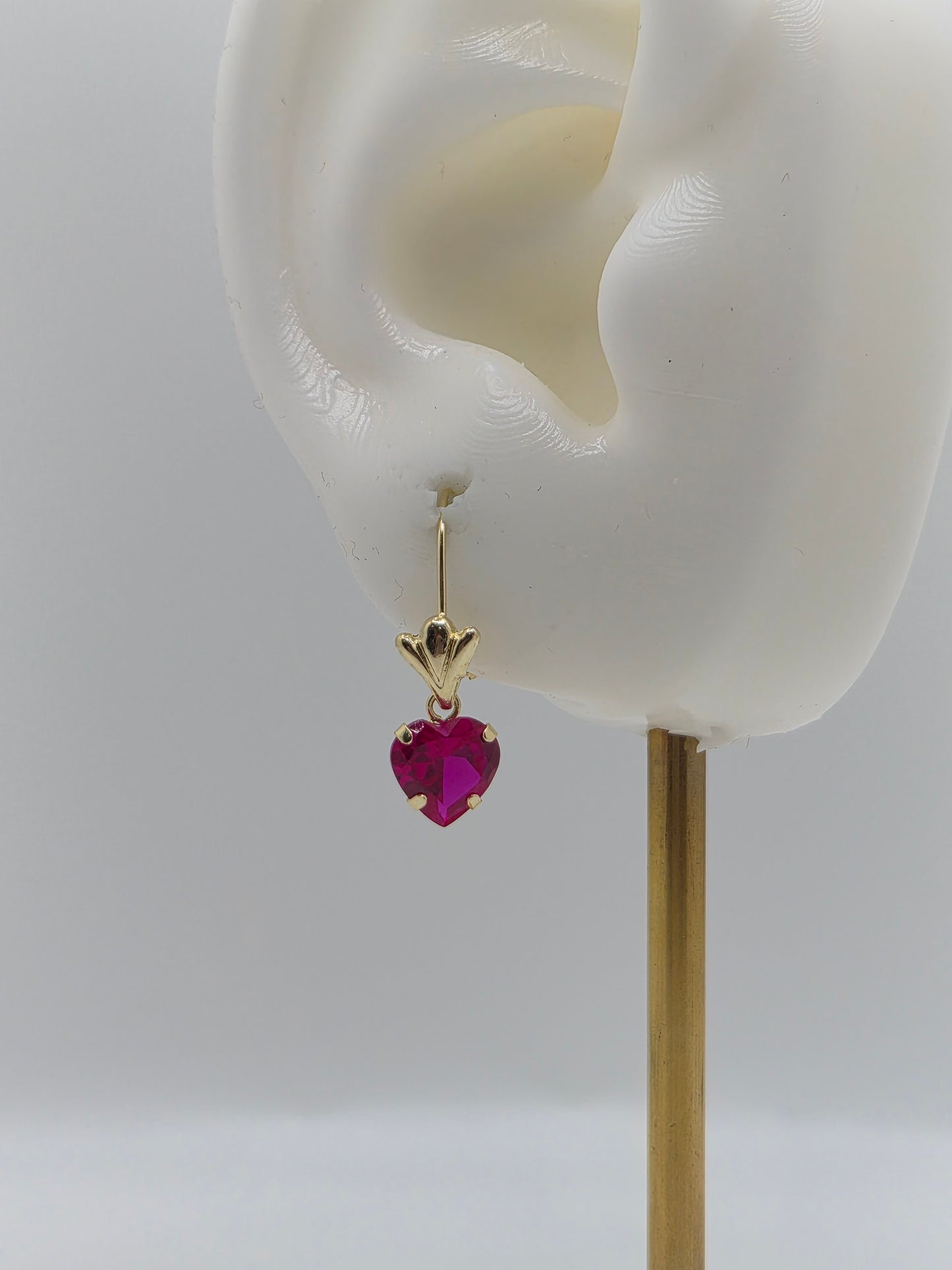 Aretes colgantes en forma de lágrima de dos tonos de oro macizo de 14 k