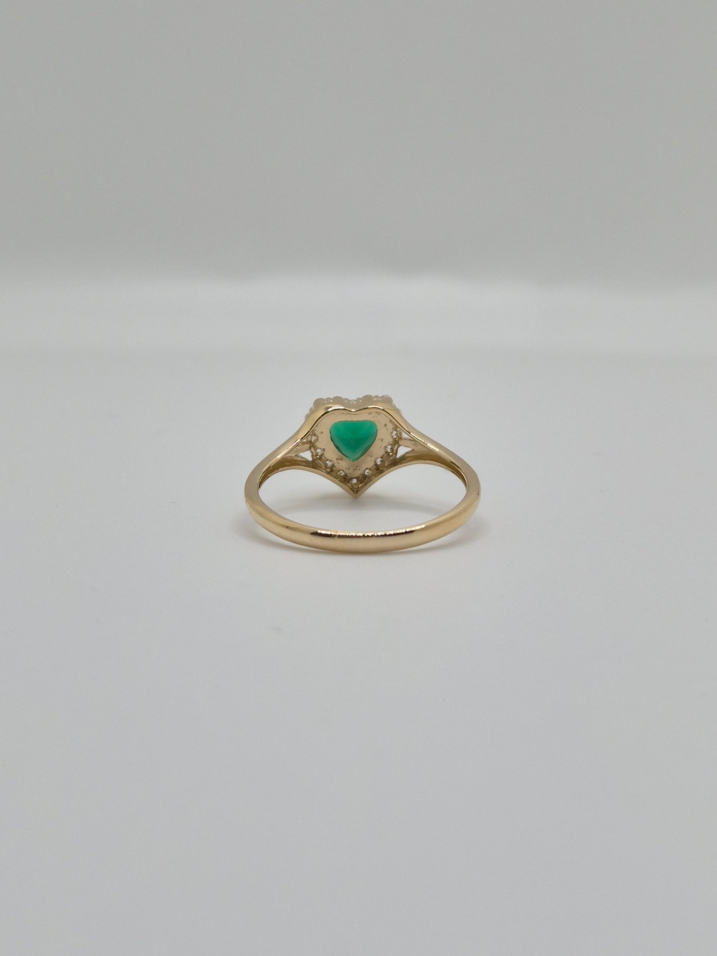 Anillo de oro macizo de 14 quilates con forma de corazón y circonita cúbica (rosa, verde, rojo, blanco)