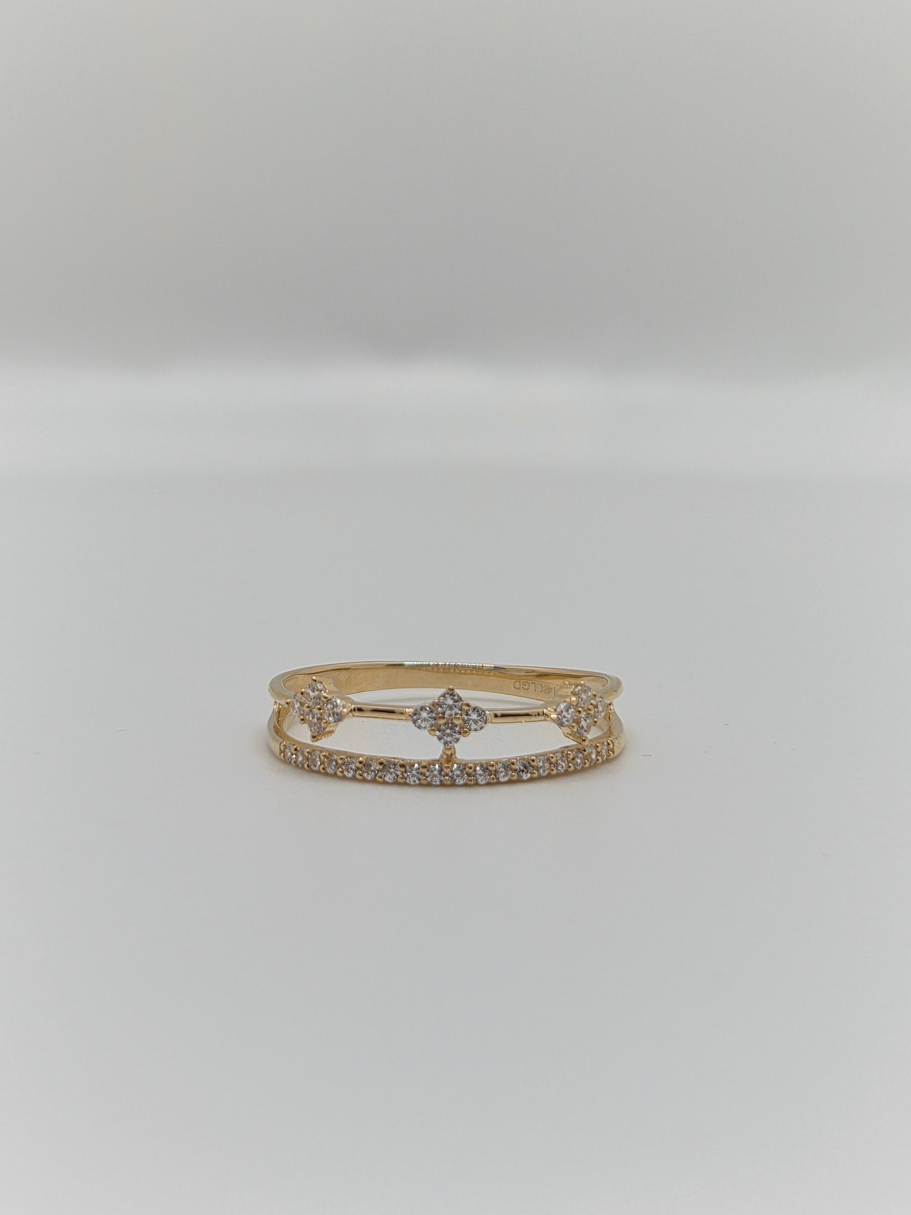 14K Gold Starlight Double Band Ring