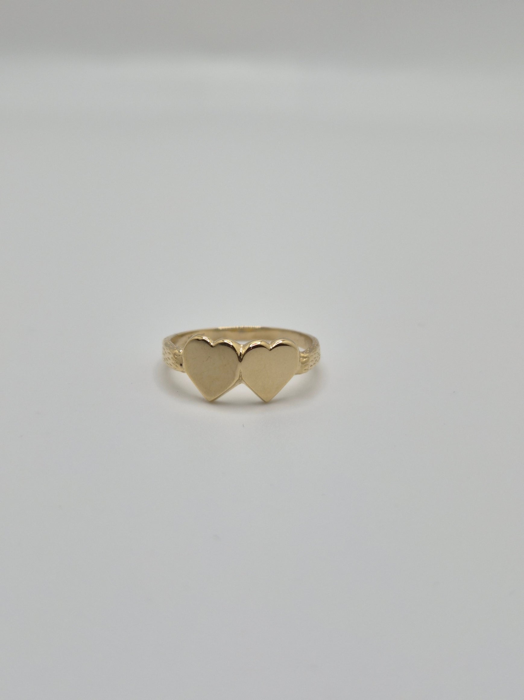 Double Heart Baby Ring / Women’s Pinky Ring – 14K Gold