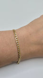 14K two-tone 3.6mm Cuban link bracelet with white gold diamond-cut details