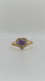 14K Gold Purple Heart CZ Ring (812)