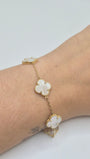 14K Gold Clover Bracelet with Mother of Pearl