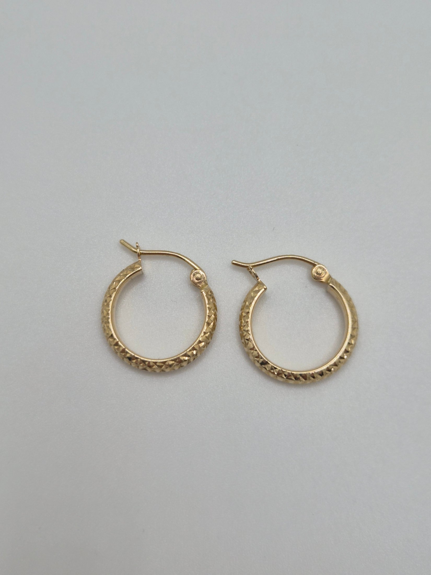 14K Gold Diamond Cut Hoop Earrings (038)