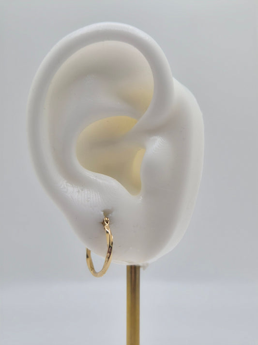 14K Yellow Gold Golden Curl Mini Hoops (052)
