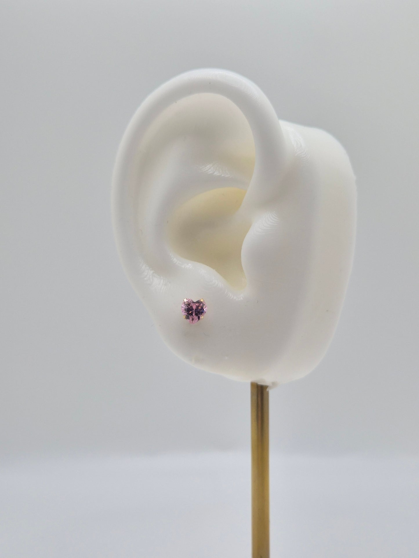 14K Gold 5mm Heart Birthstone Screw Back Stud Earrings