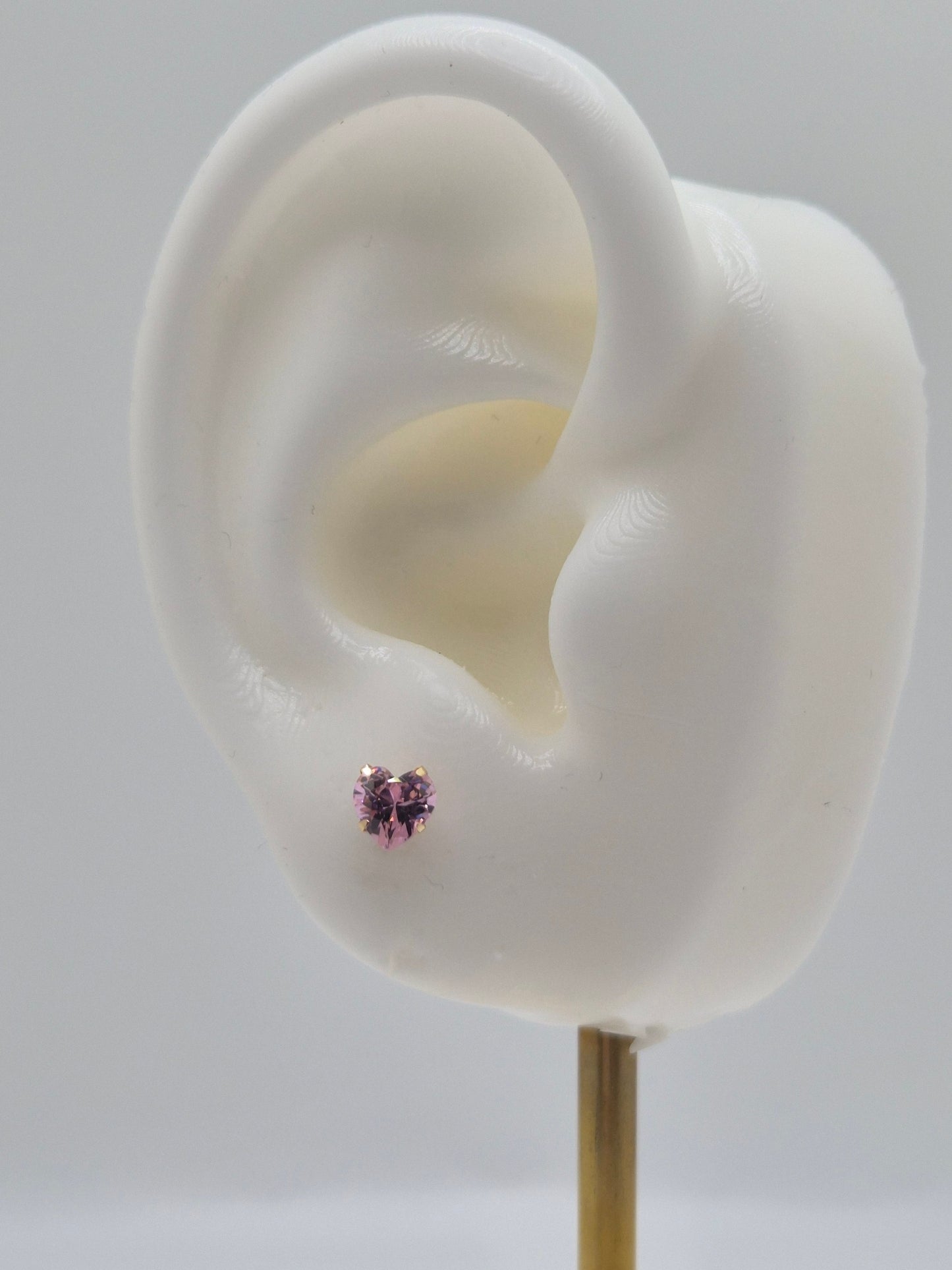 14K Gold 5mm Heart Birthstone Screw Back Stud Earrings