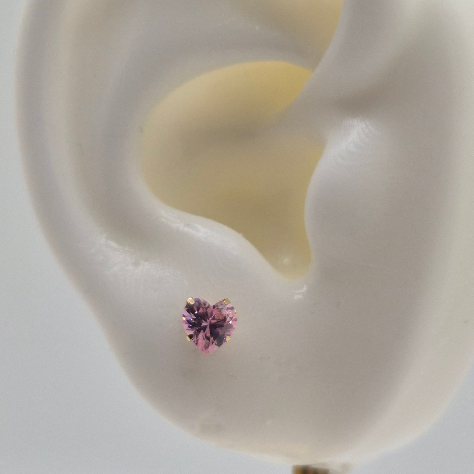 14K Gold 5mm Heart Birthstone Screw Back Stud Earrings