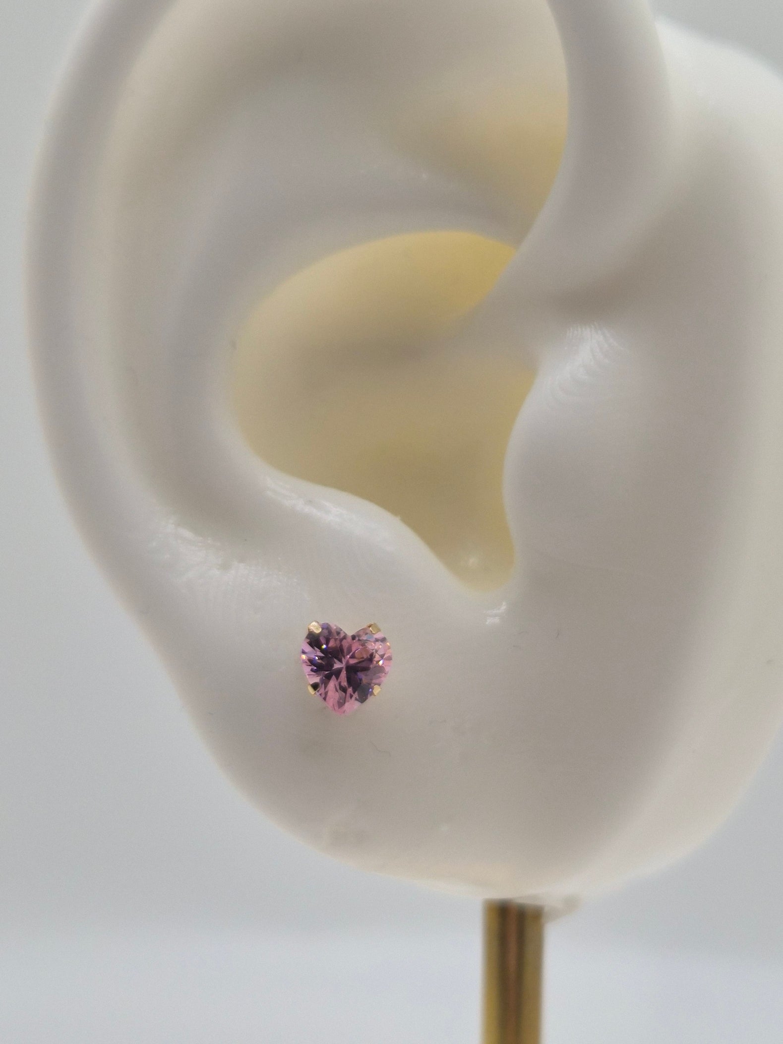 14K Gold 5mm Heart Birthstone Screw Back Stud Earrings