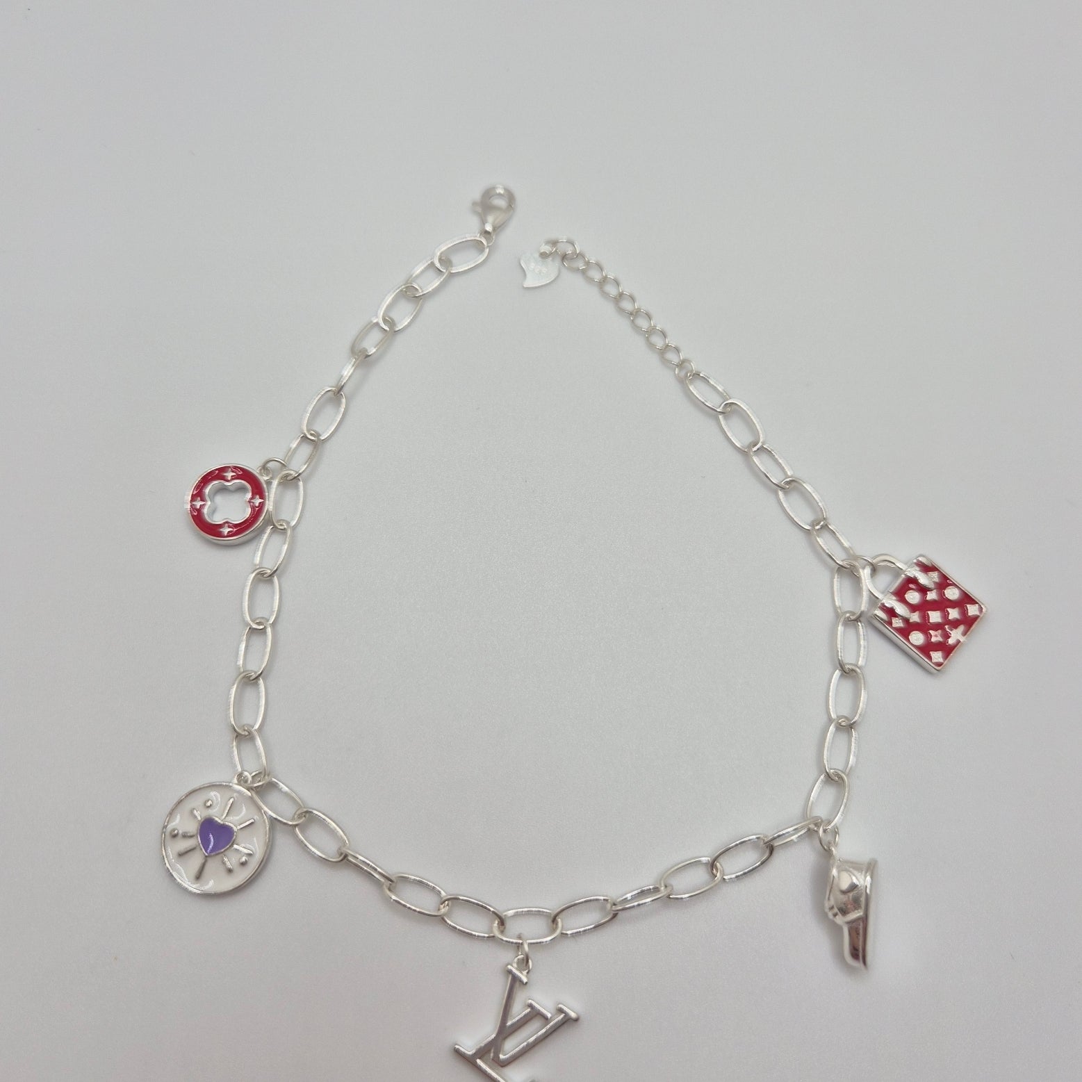 LV Charm Bracelet - 925 Sterling Silver