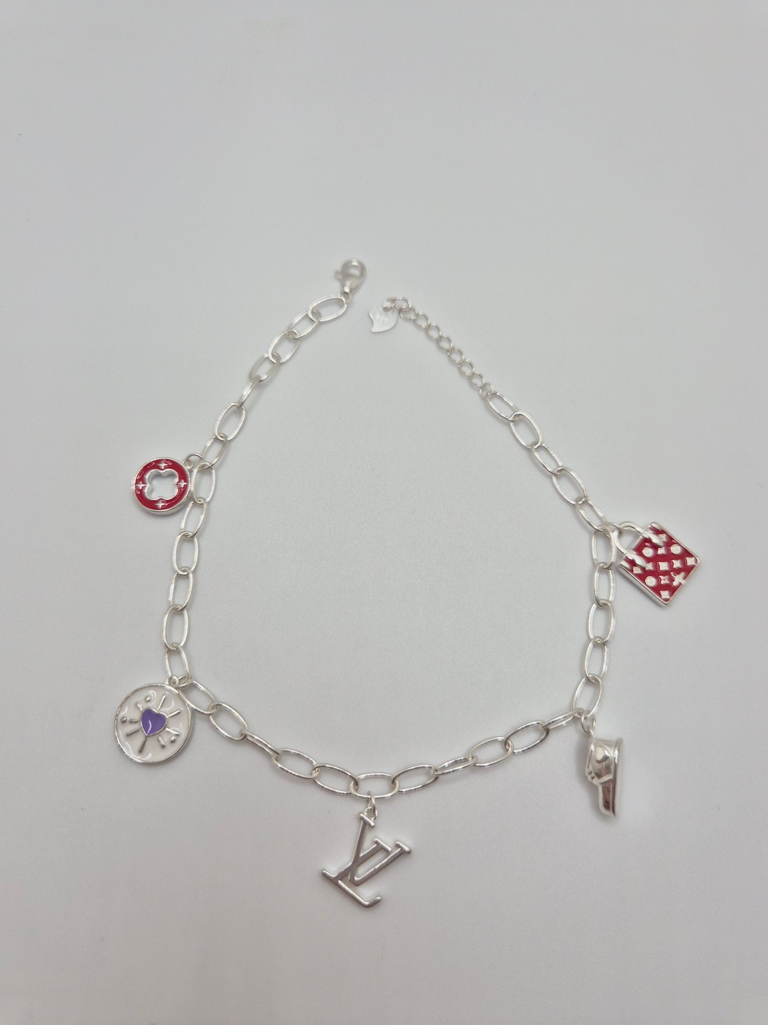 LV Charm Bracelet - 925 Sterling Silver