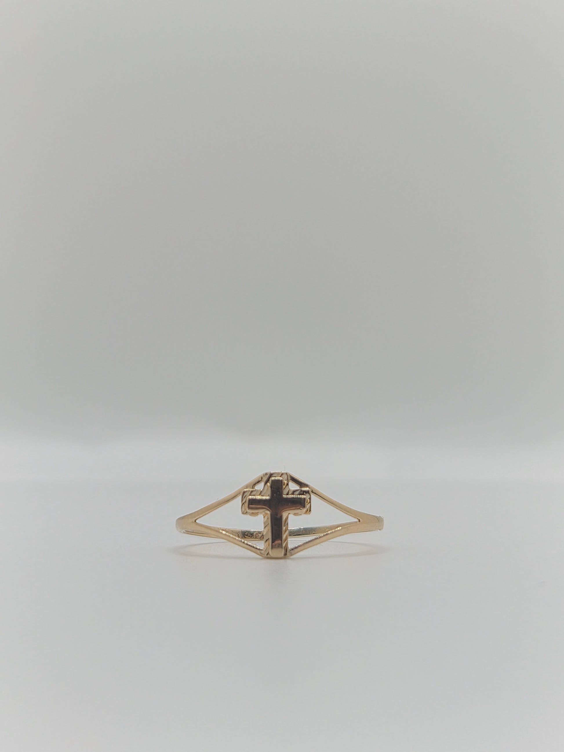 14K Gold Cross Baby Ring or Womens Pinky RIng