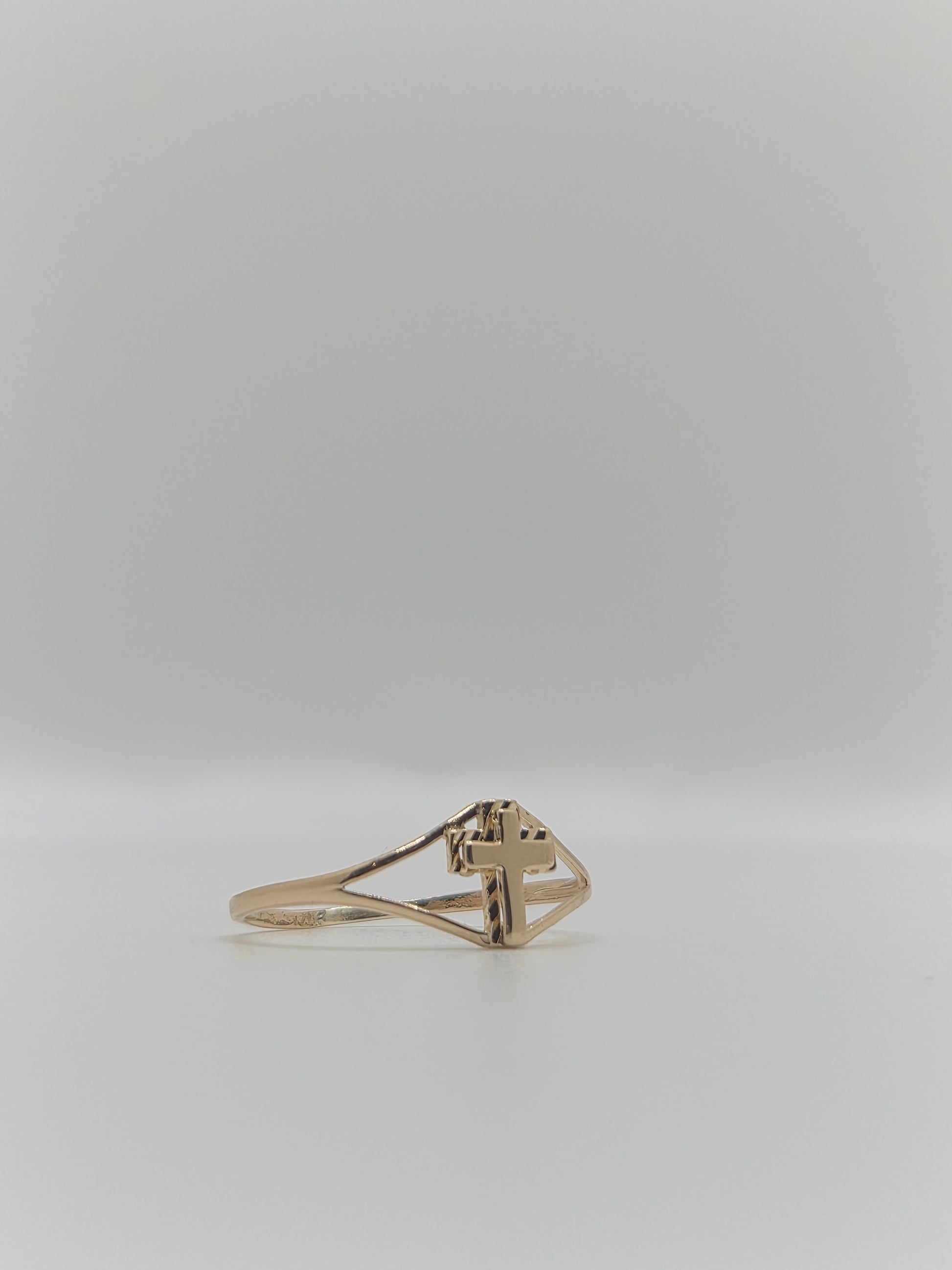 14K Gold Cross Baby Ring or Womens Pinky RIng