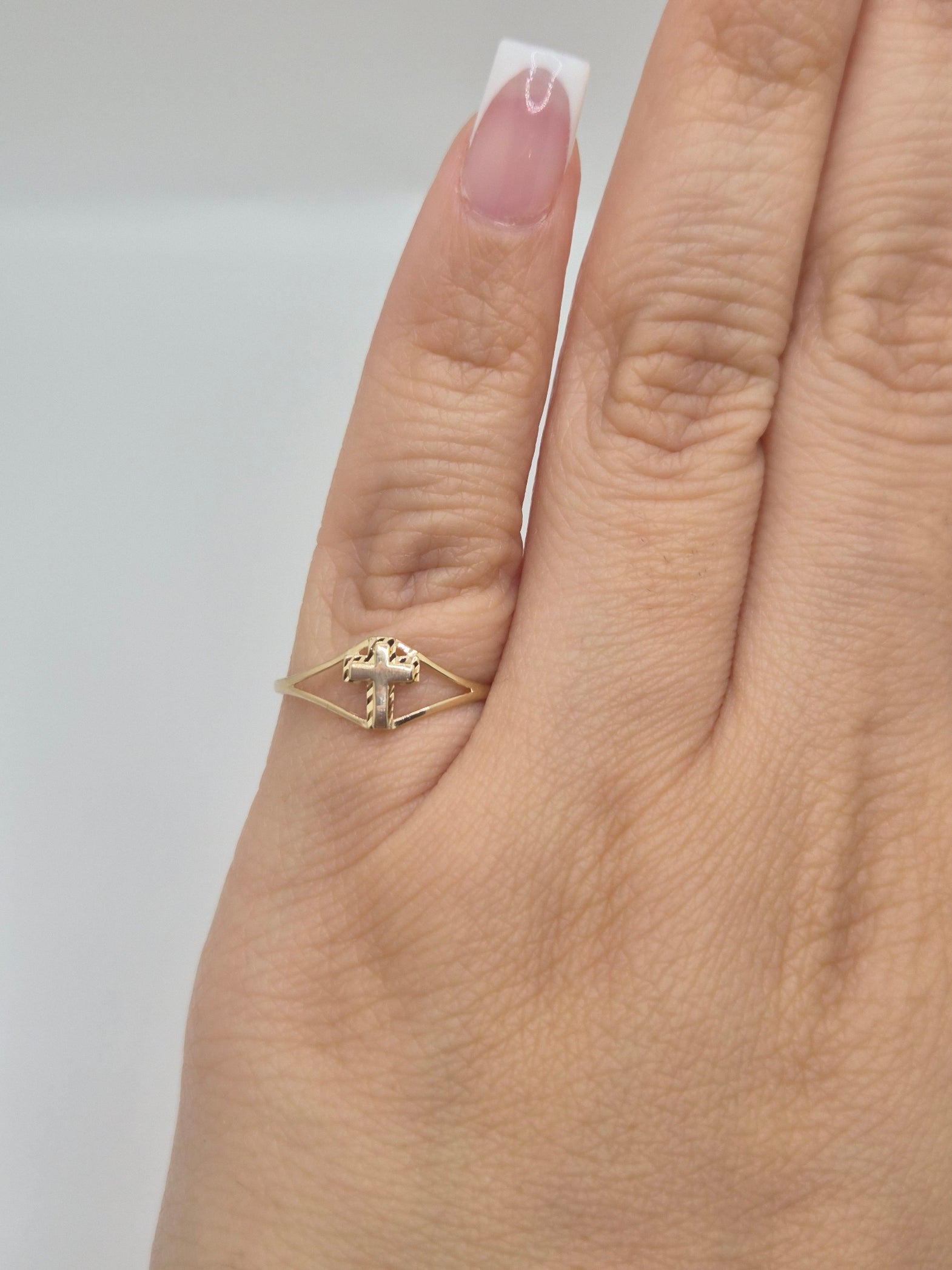 14K Gold Cross Baby Ring or Womens Pinky RIng
