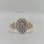 14K Tri-Color Virgencita CZ Halo Ring