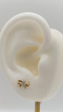 14k CZ Bow Screw Back Earrings (0545)