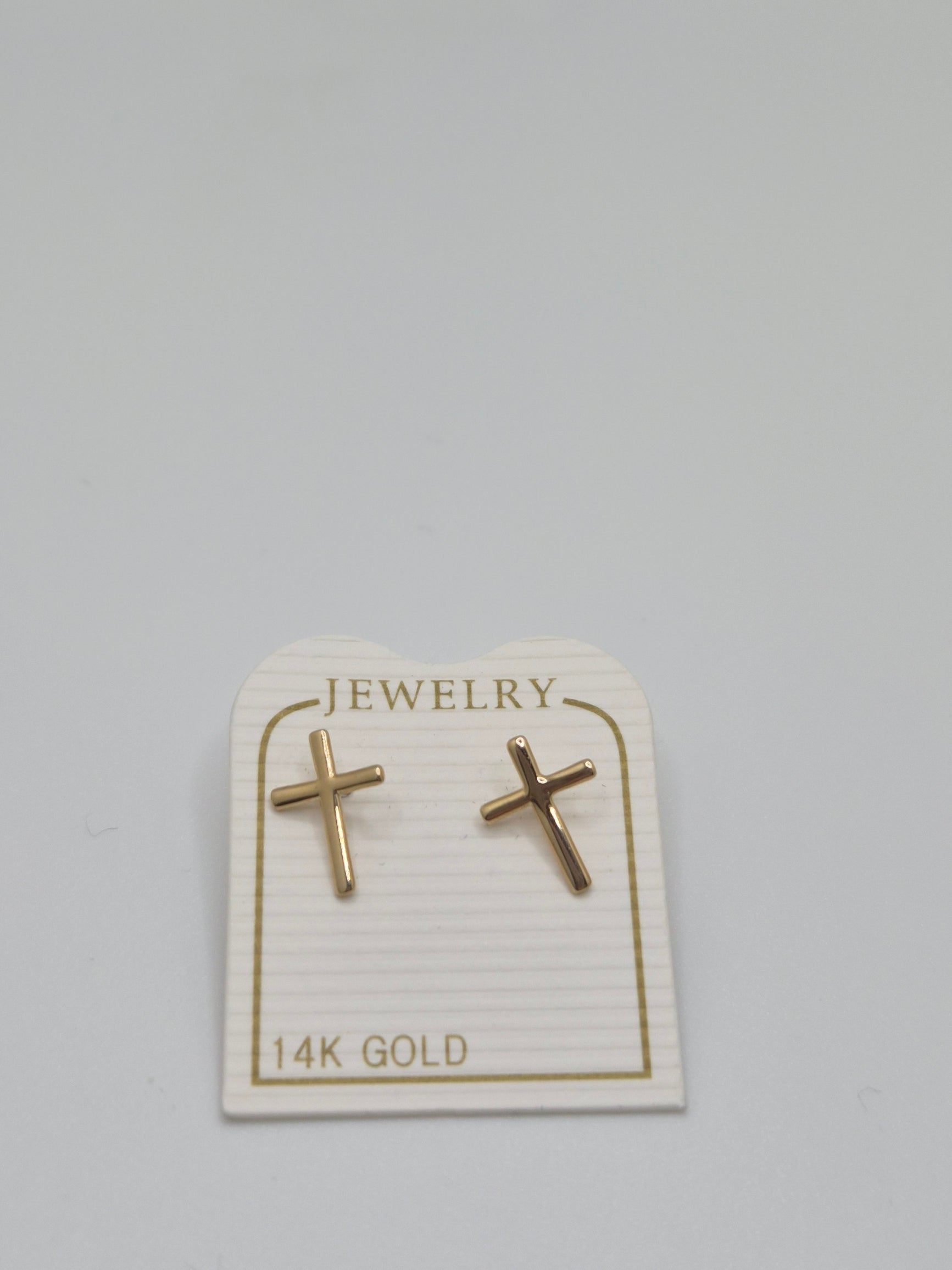 14K Gold Dainty Cross Earrings (0848)