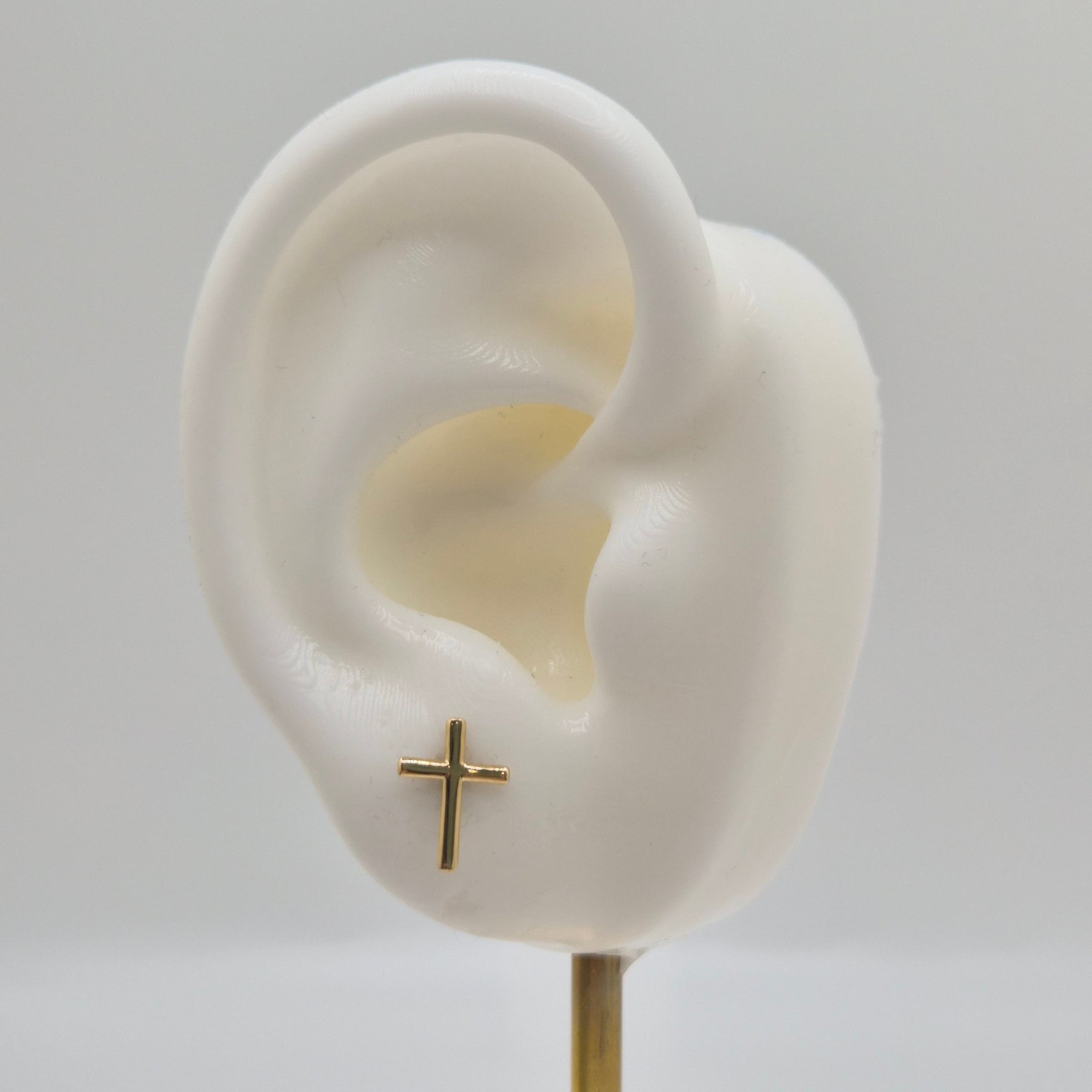 14K Gold Dainty Cross Earrings (0848)