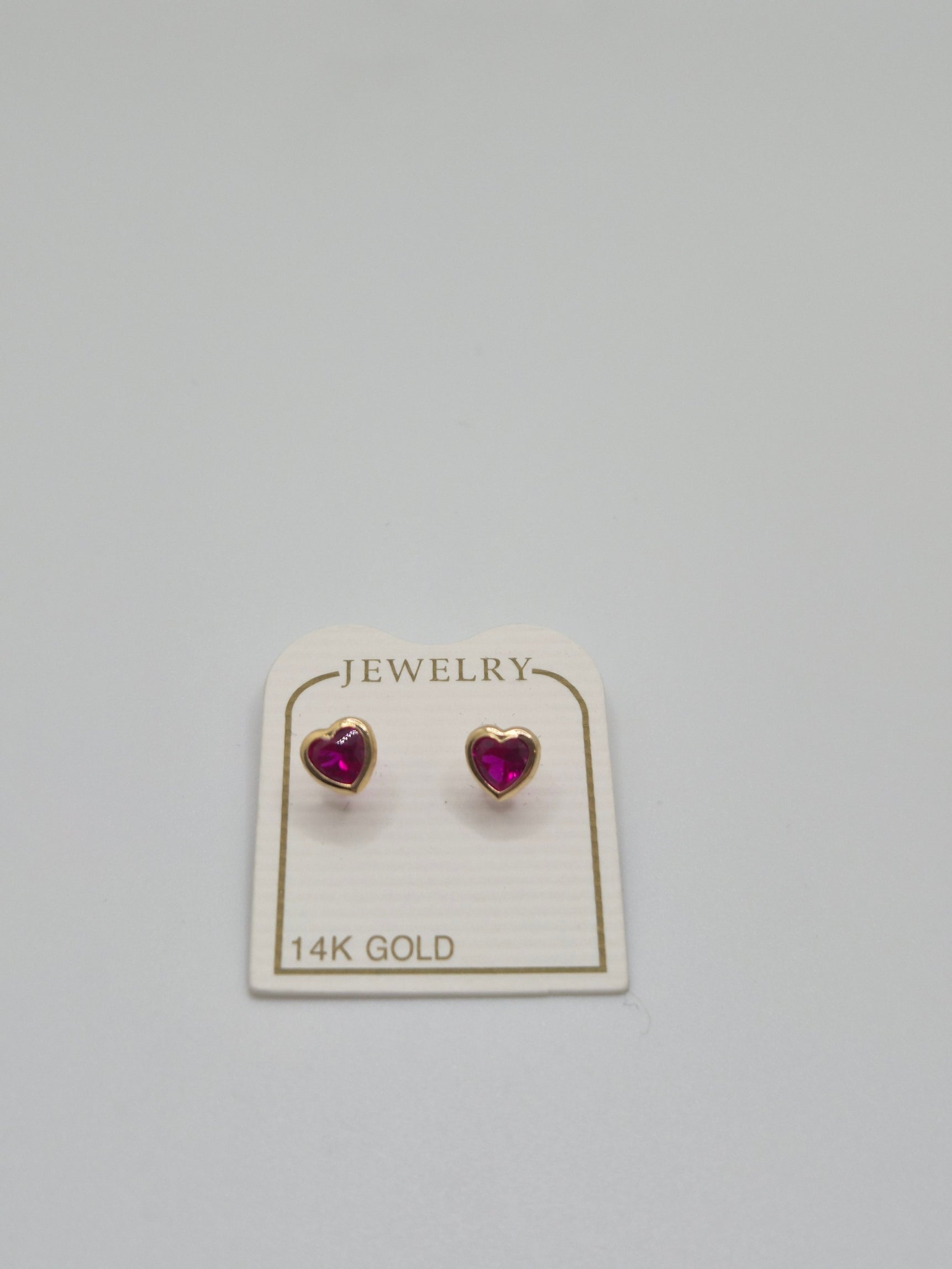 14K Gold Heart CZ Stud Earrings