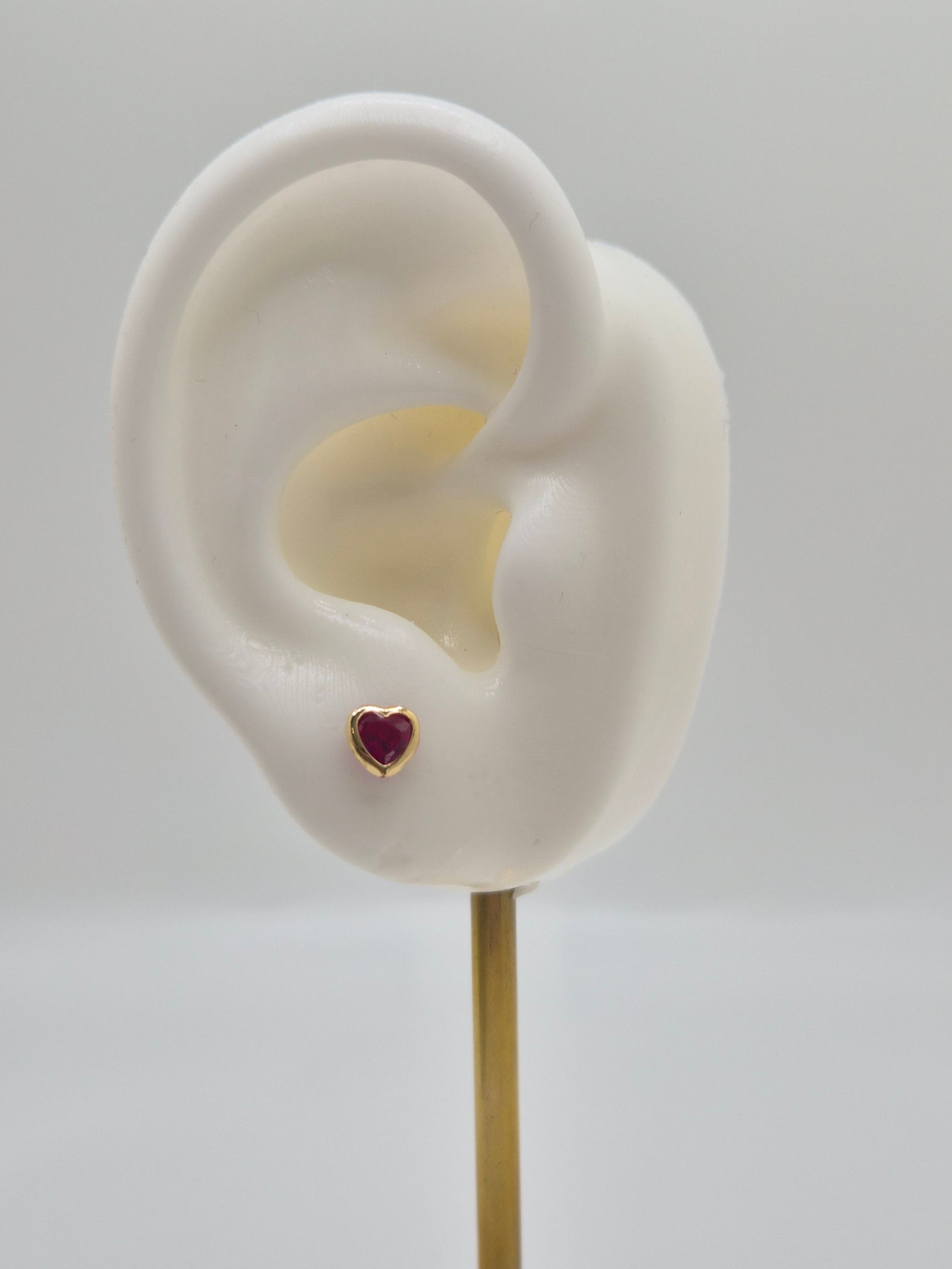 14K Gold Heart CZ Stud Earrings