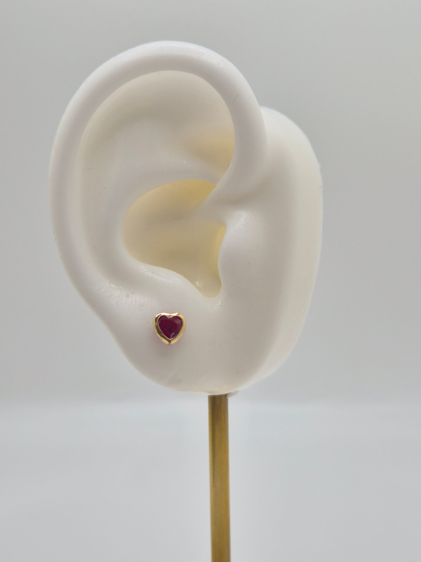 14K Gold Heart CZ Stud Earrings