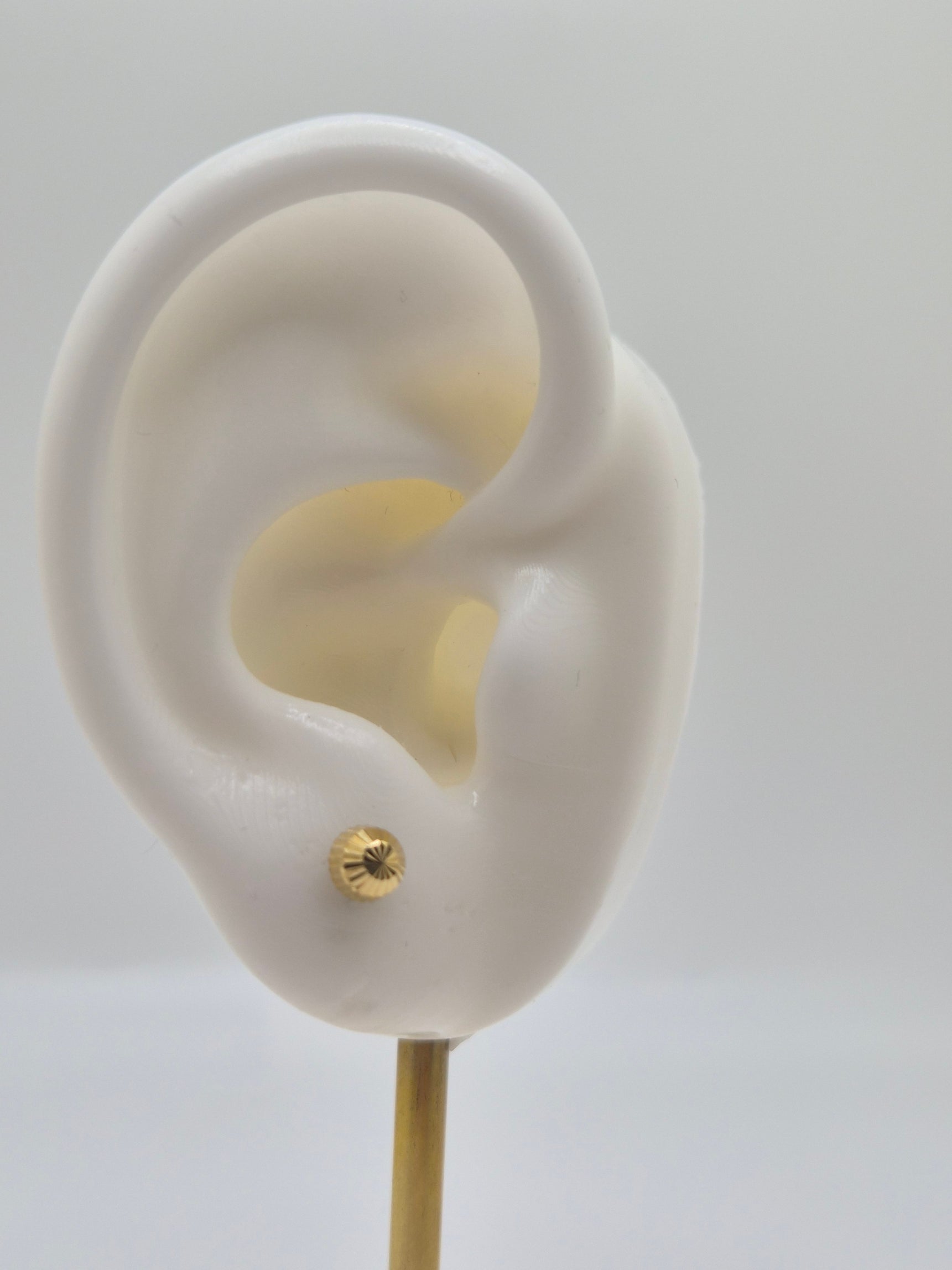 14K Gold 3.8mm Fluted Half Ball Stud Earrings (Screw Back)