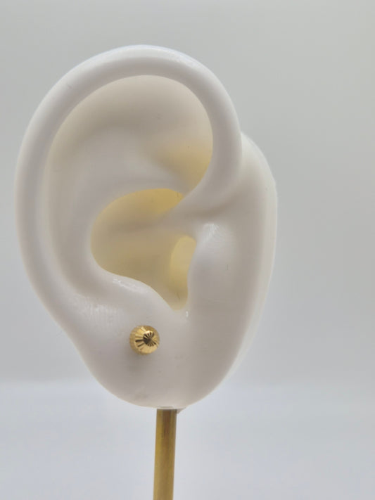 14K Gold 3.8mm Fluted Half Ball Stud Earrings (Screw Back)
