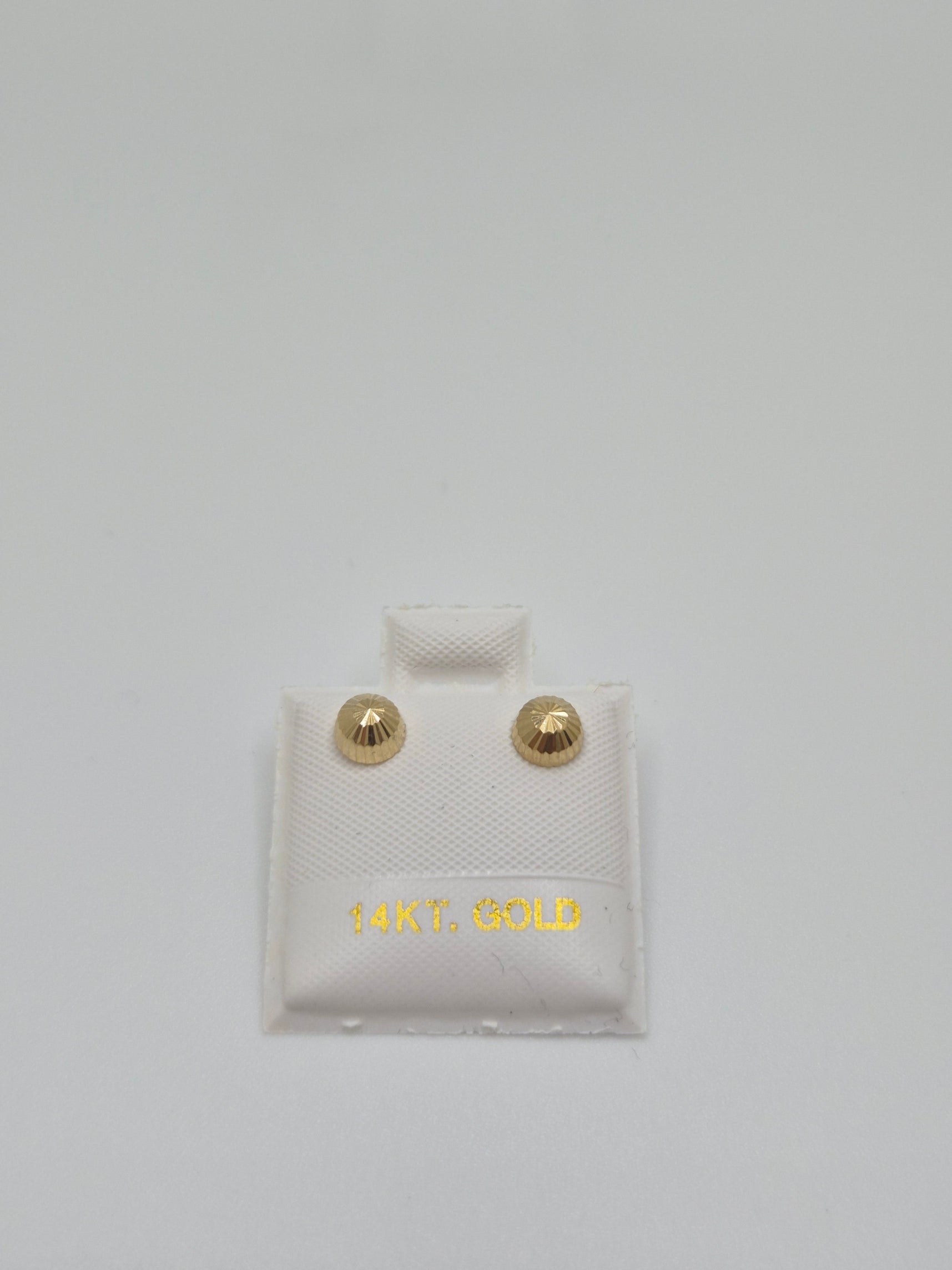 14K Gold 3.8mm Fluted Half Ball Stud Earrings (Screw Back)