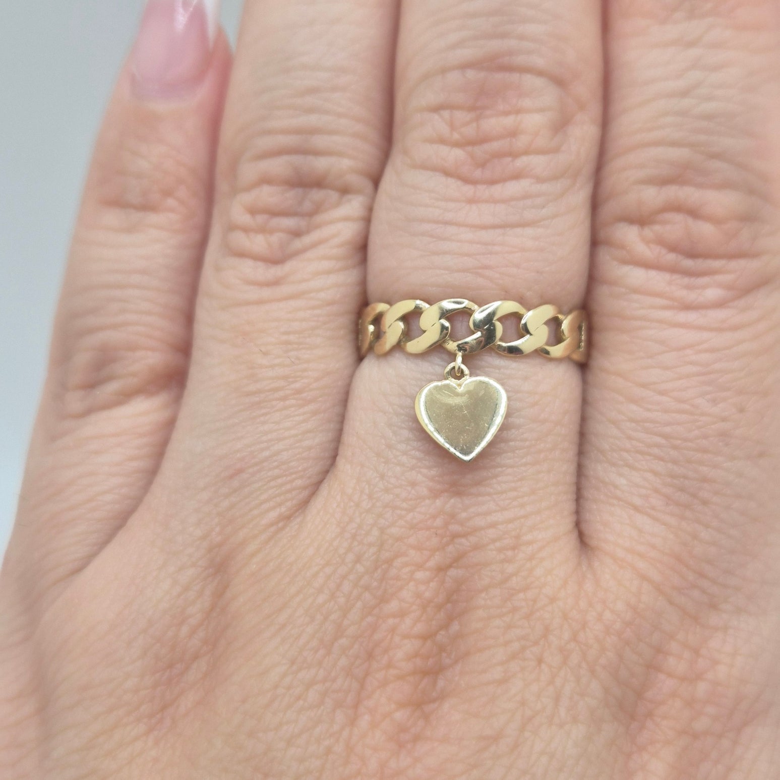14K Gold Mini Amor Chain Ring (809)