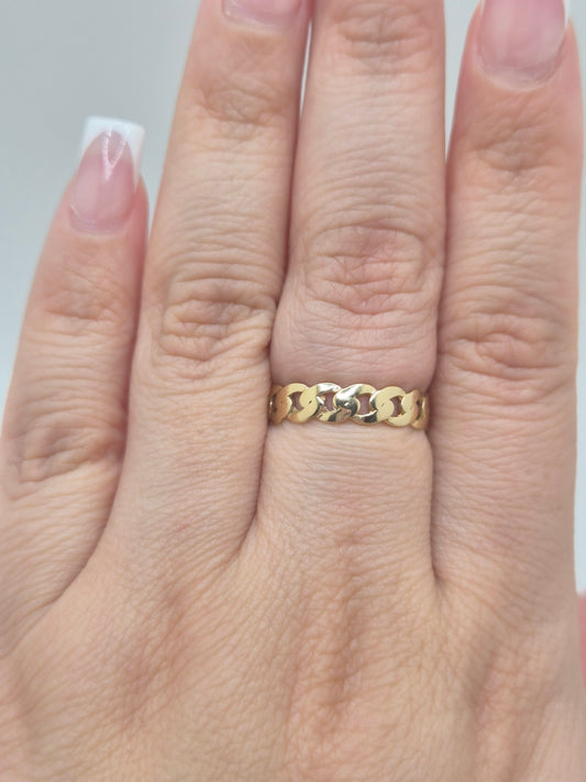 14K Gold Golden Charm Link Ring (810)