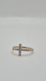 14k gold sideways cross cz ring (813)