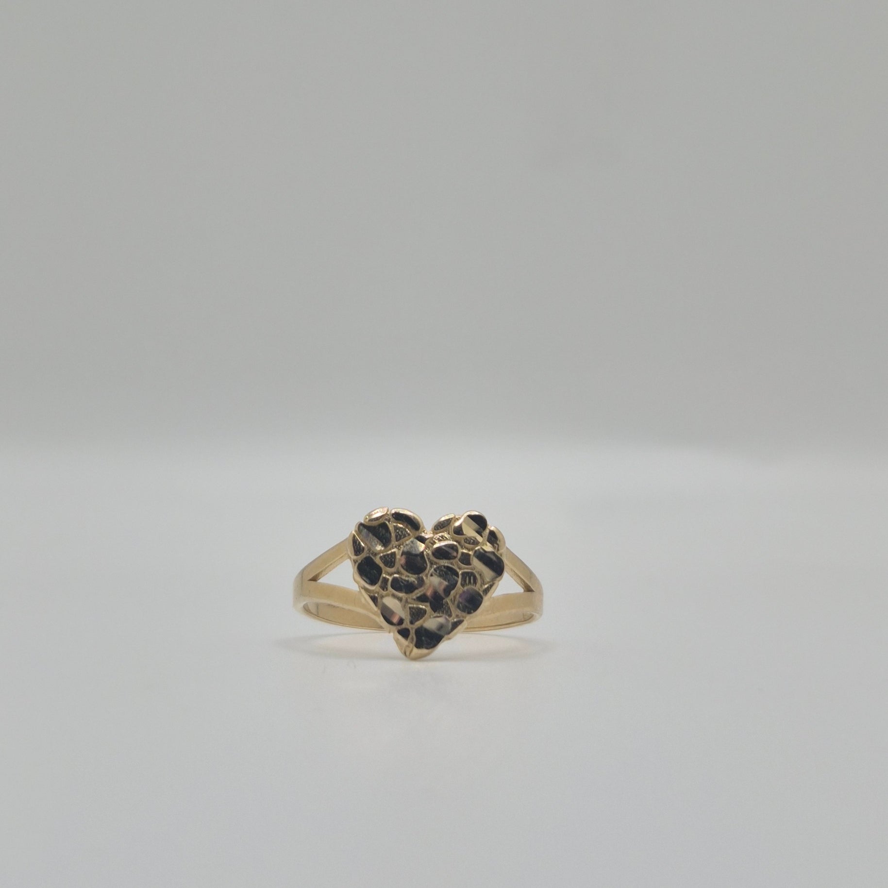 14k Gold Small Heart Nugget Ring