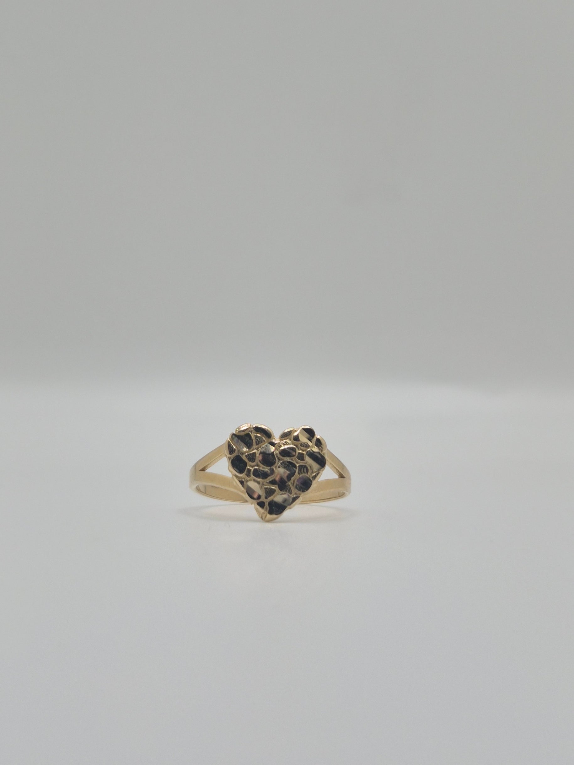 14k Gold Small Heart Nugget Ring