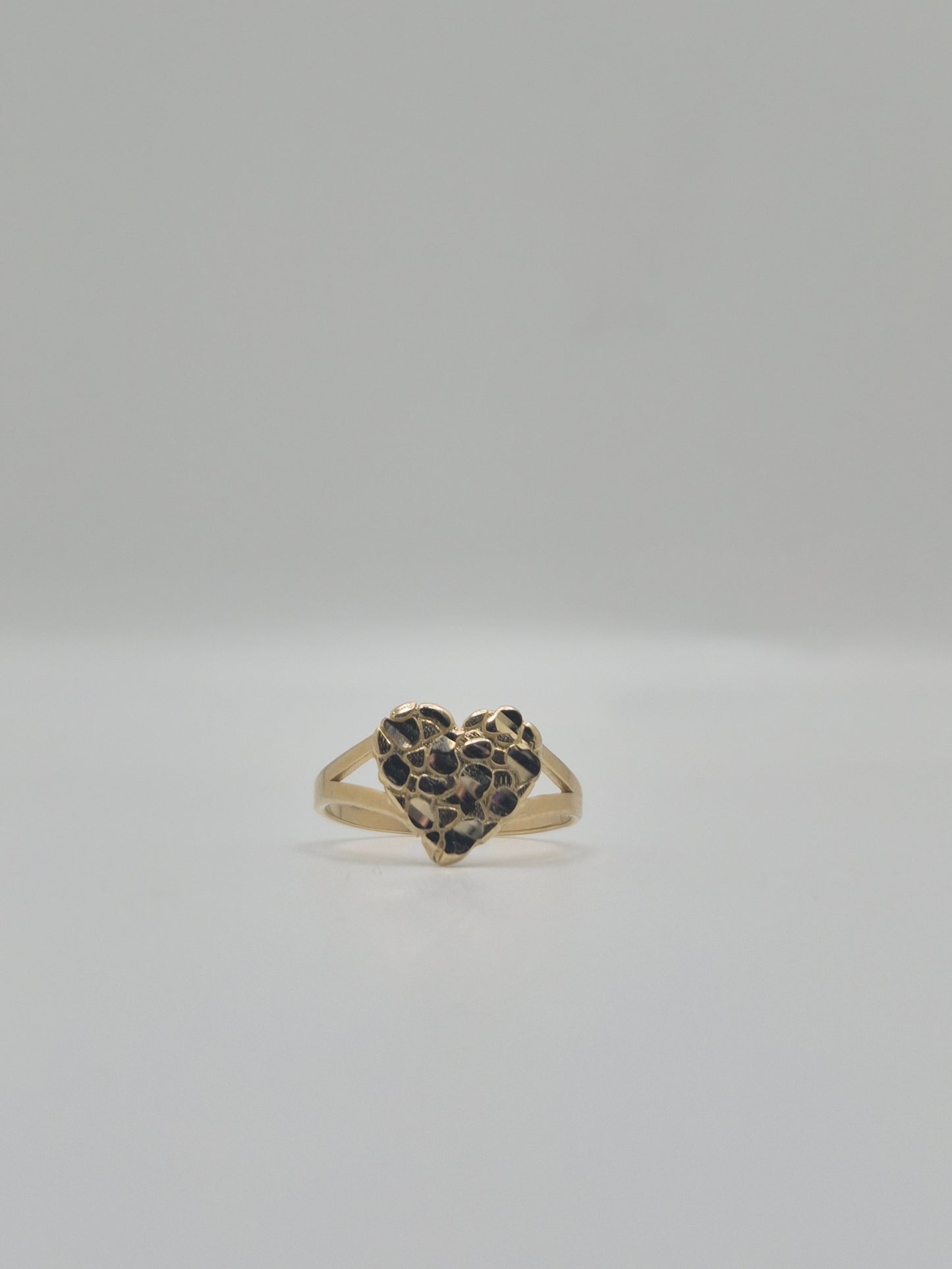 14k Gold Small Heart Nugget Ring