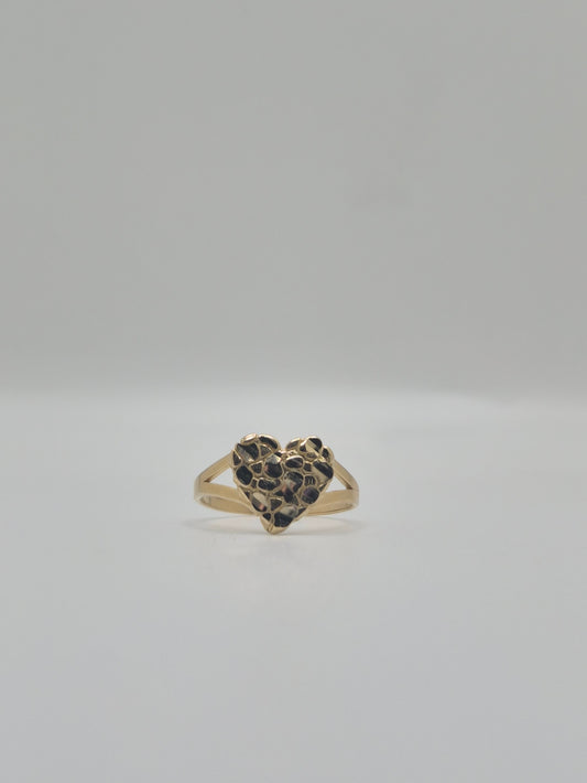 14k Gold Small Heart Nugget Ring