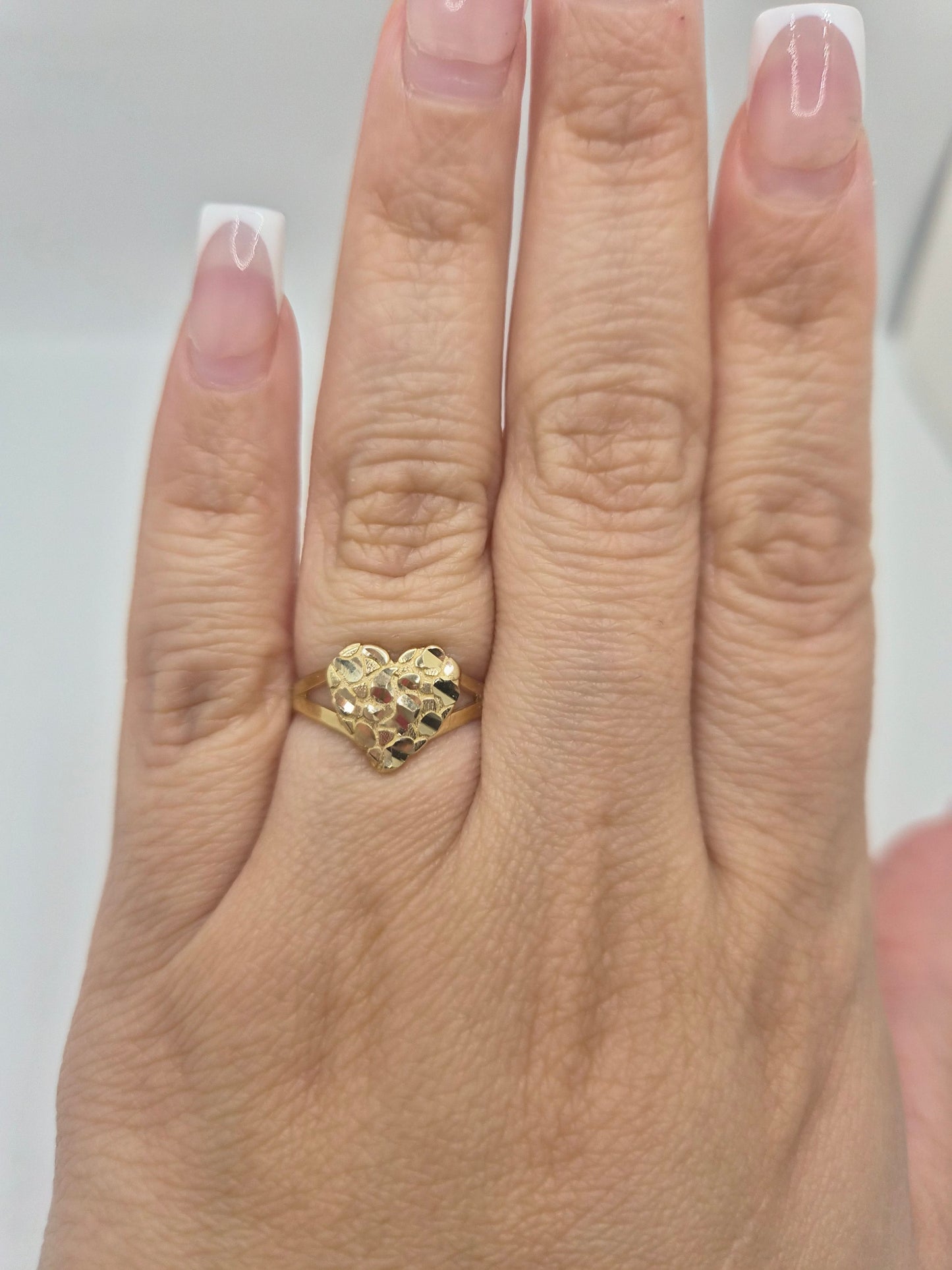 14k Gold Small Heart Nugget Ring