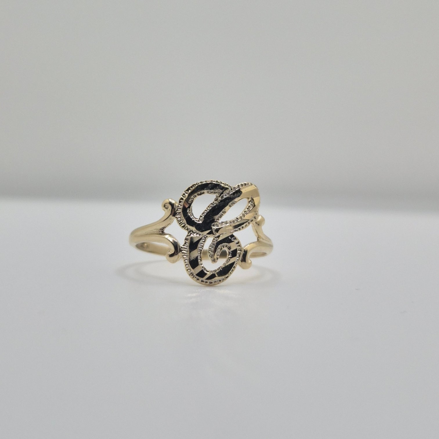 14k gold “c” cursive initial ring