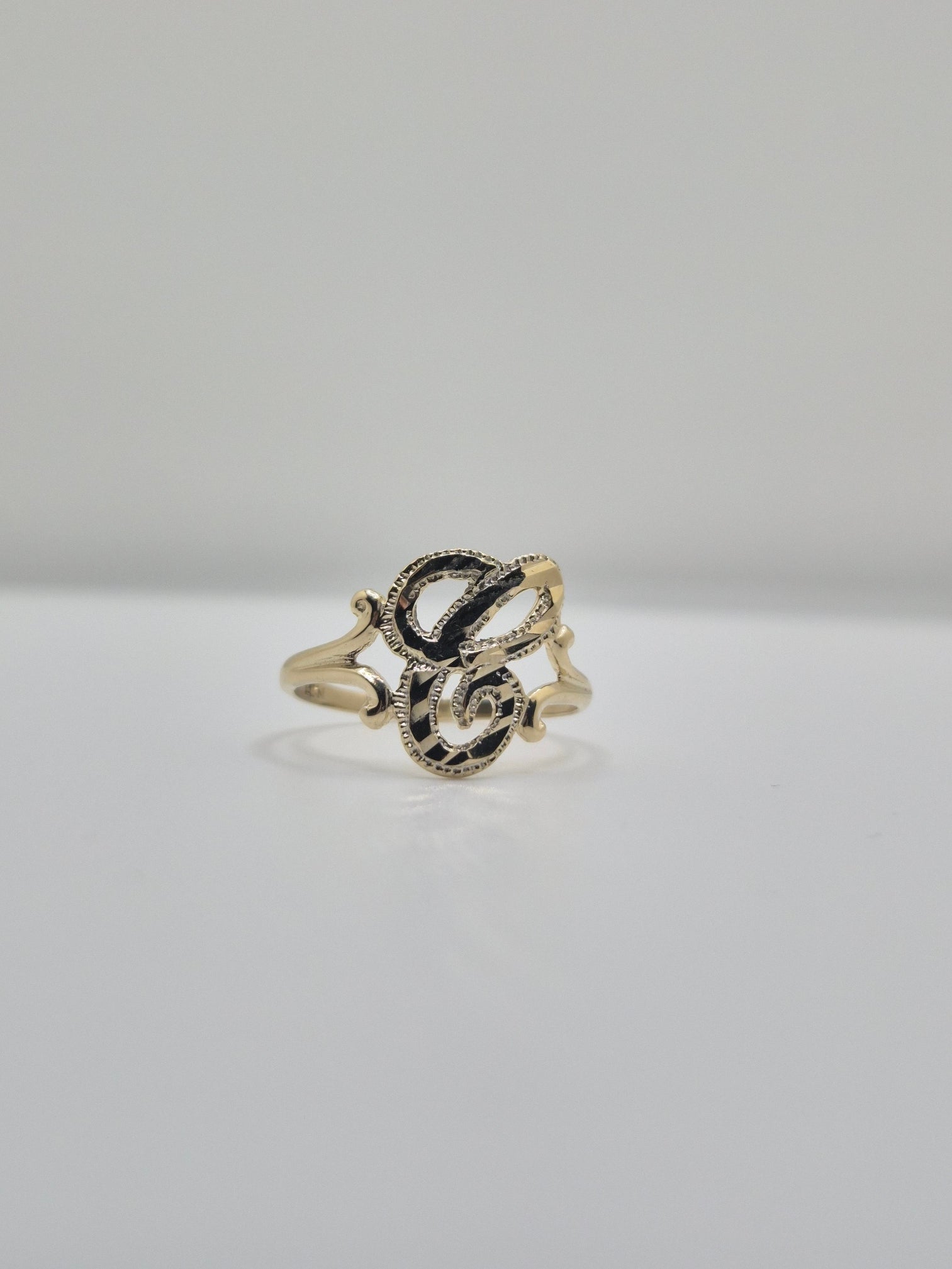 14k gold “c” cursive initial ring