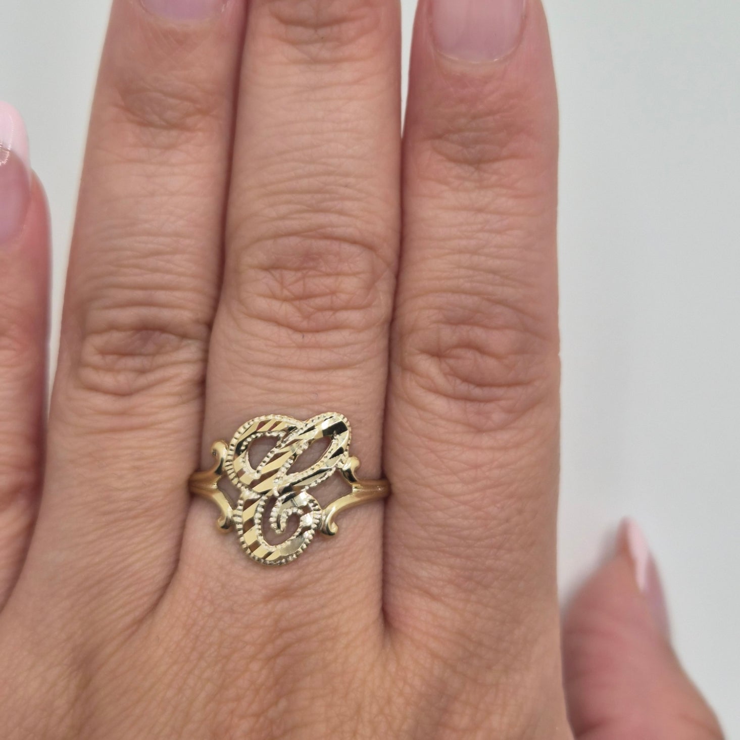 14k gold “c” cursive initial ring