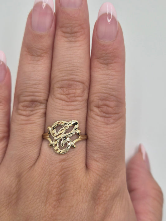 14k gold “c” cursive initial ring