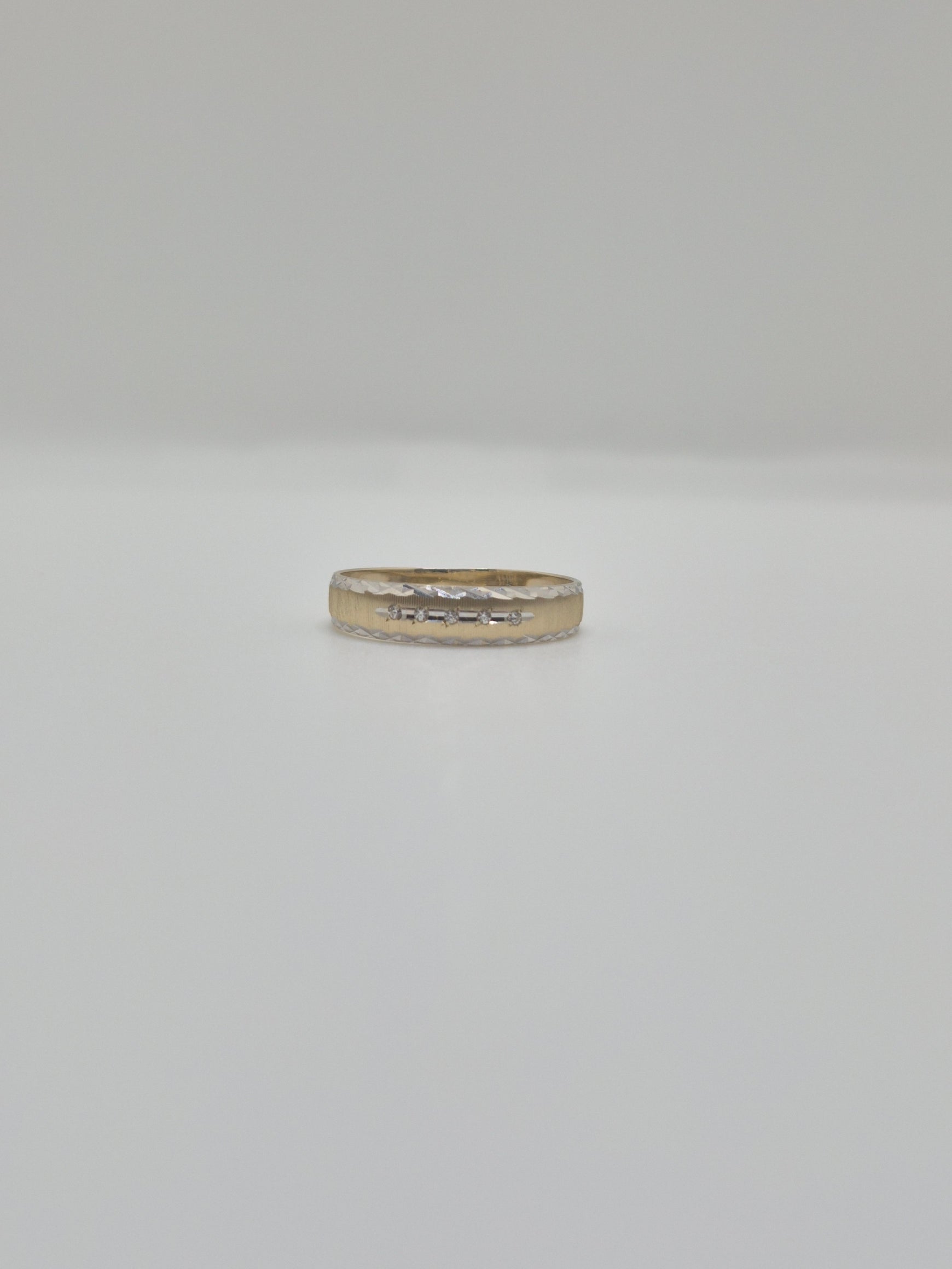 Juego de alianzas de boda y compromiso con talla de diamante en oro amarillo y blanco de oro macizo de 14 quilates