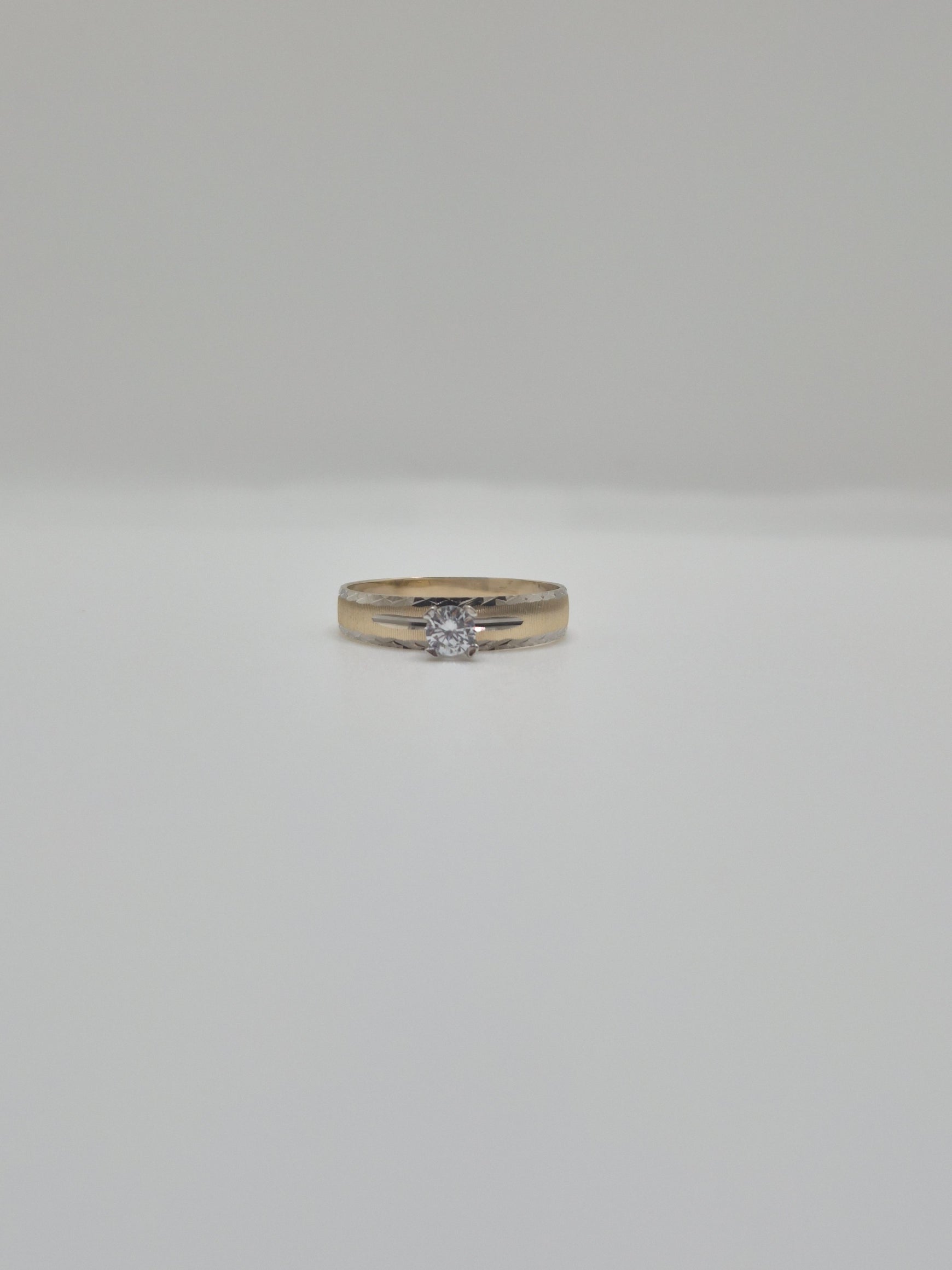 Juego de alianzas de boda y compromiso con talla de diamante en oro amarillo y blanco de oro macizo de 14 quilates