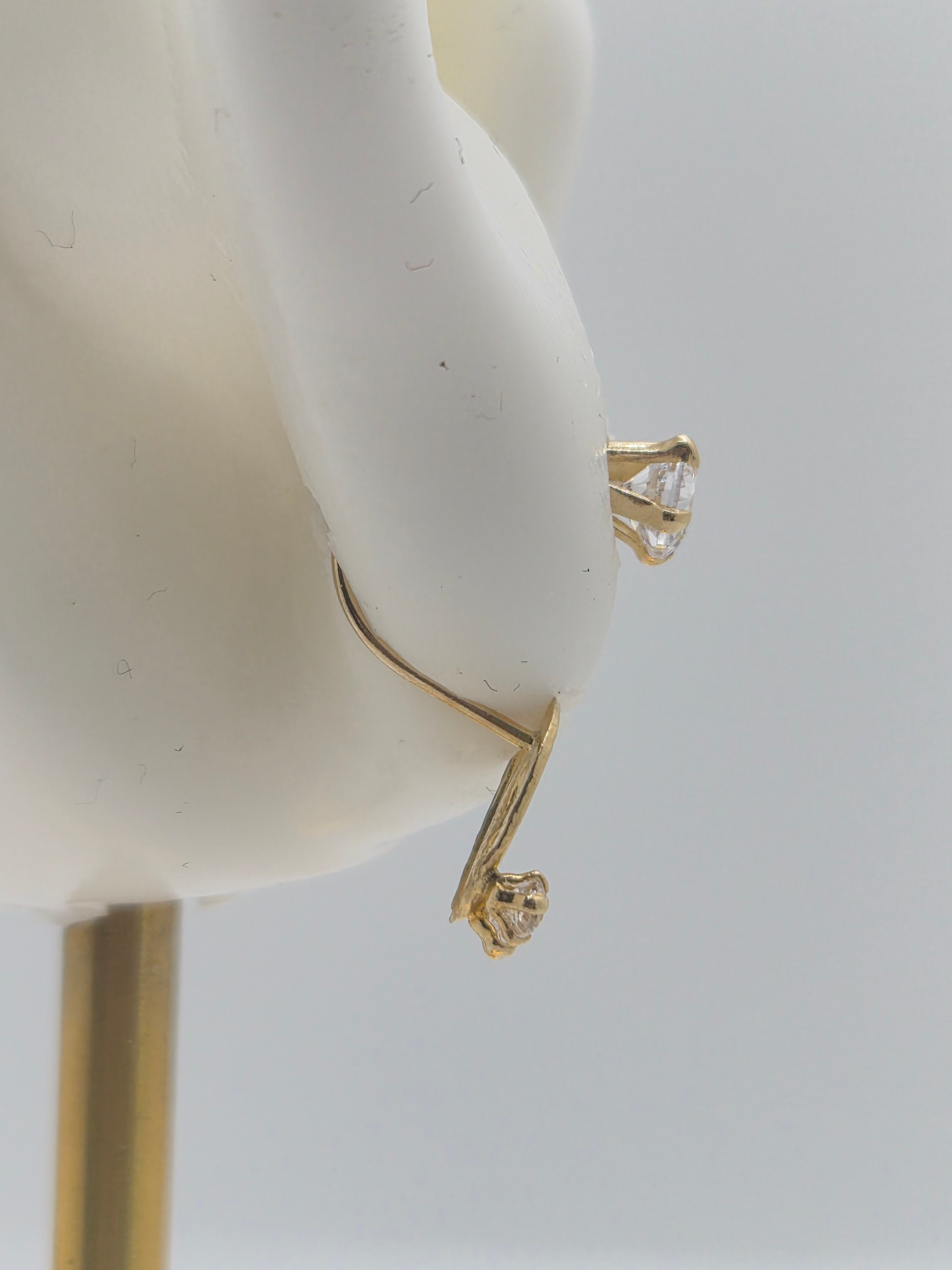 14K Gold Virgencita CZ Telephone Earrings