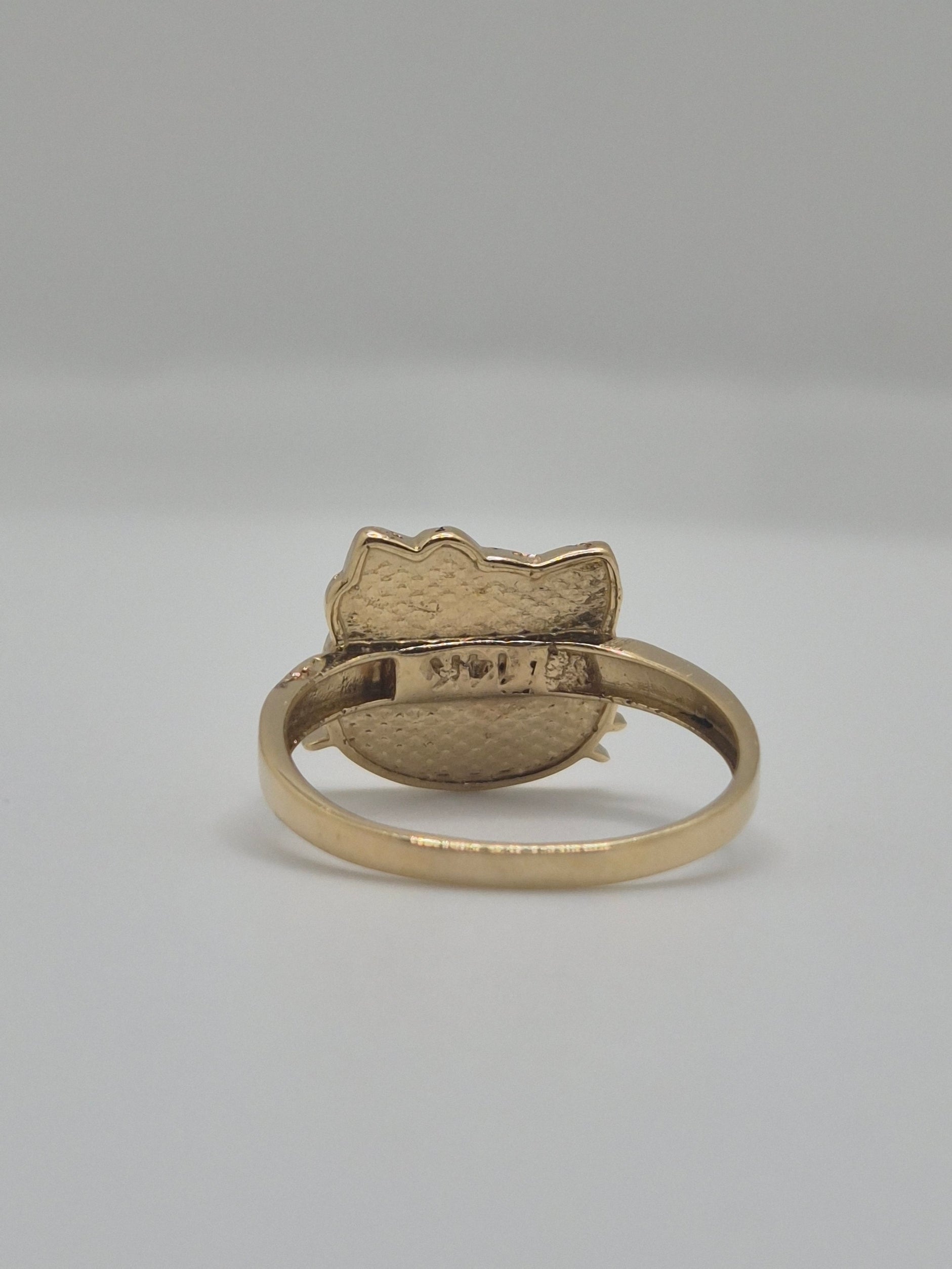 Perfectly Imperfect – 14K Gold Hello Kitty Face Ring (Medium – Size 6)