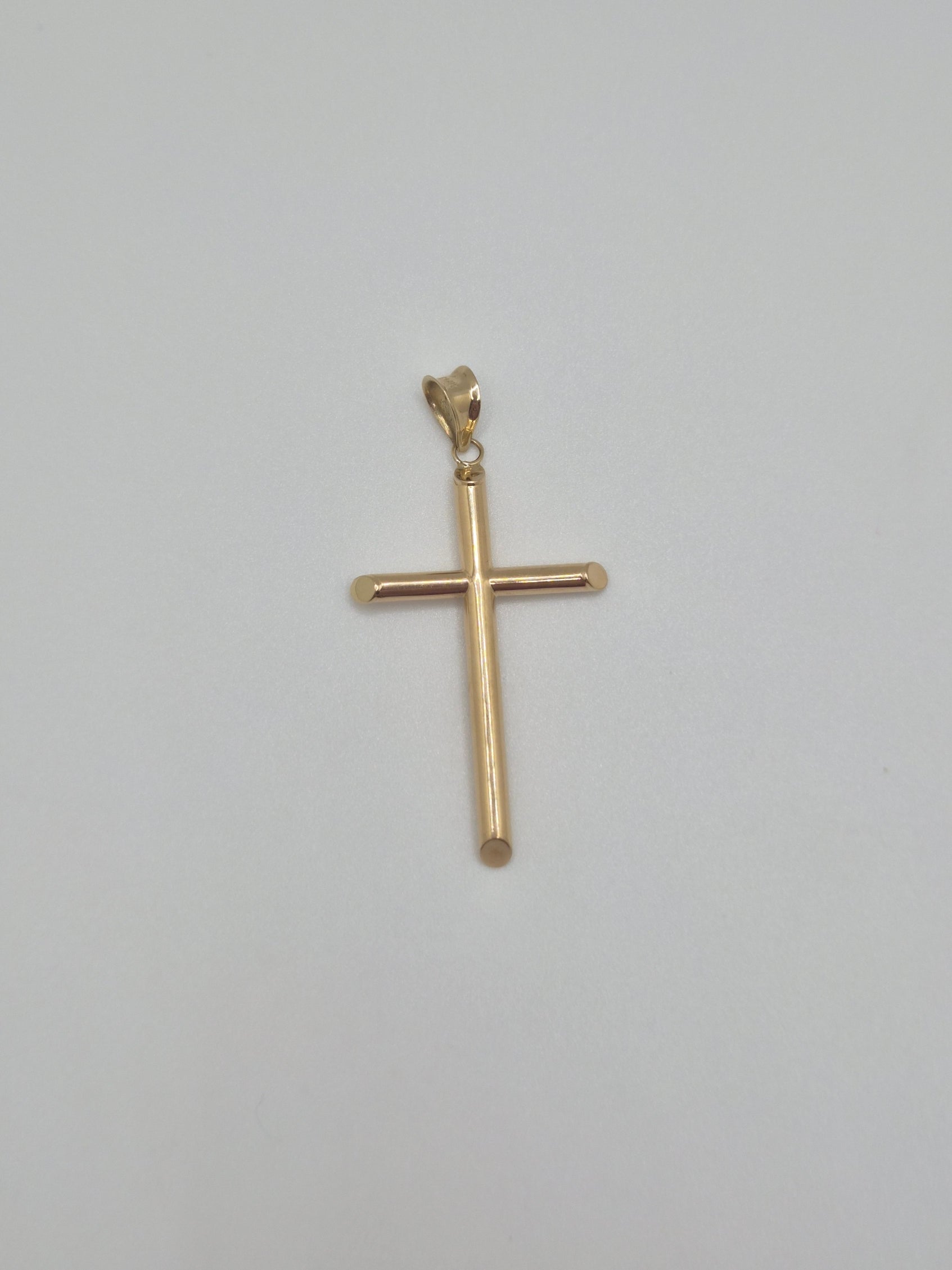 Perfectly Imperfect – 14K Gold Hollow Tube Cross Pendant