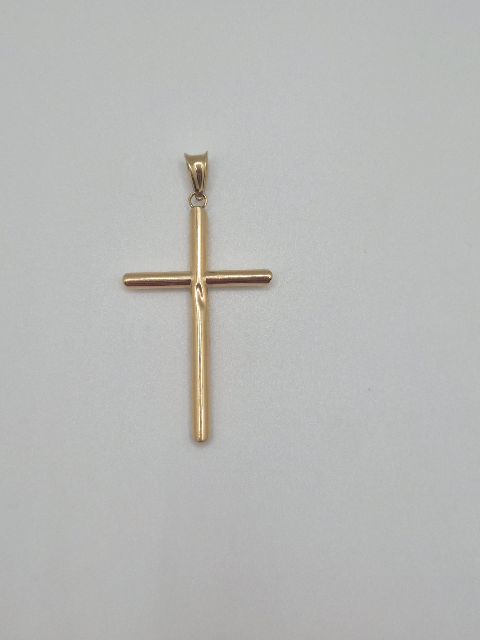 Perfectly Imperfect – 14K Gold Hollow Tube Cross Pendant