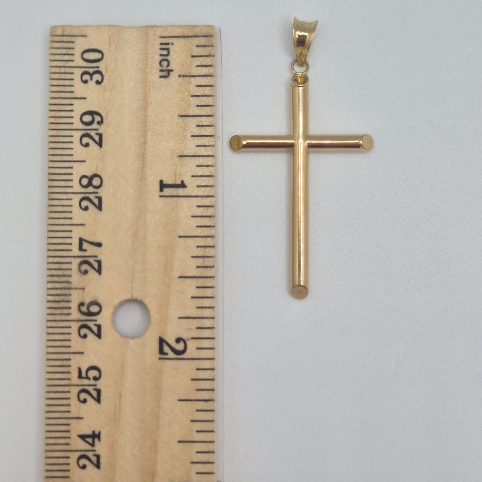 Perfectly Imperfect – 14K Gold Hollow Tube Cross Pendant