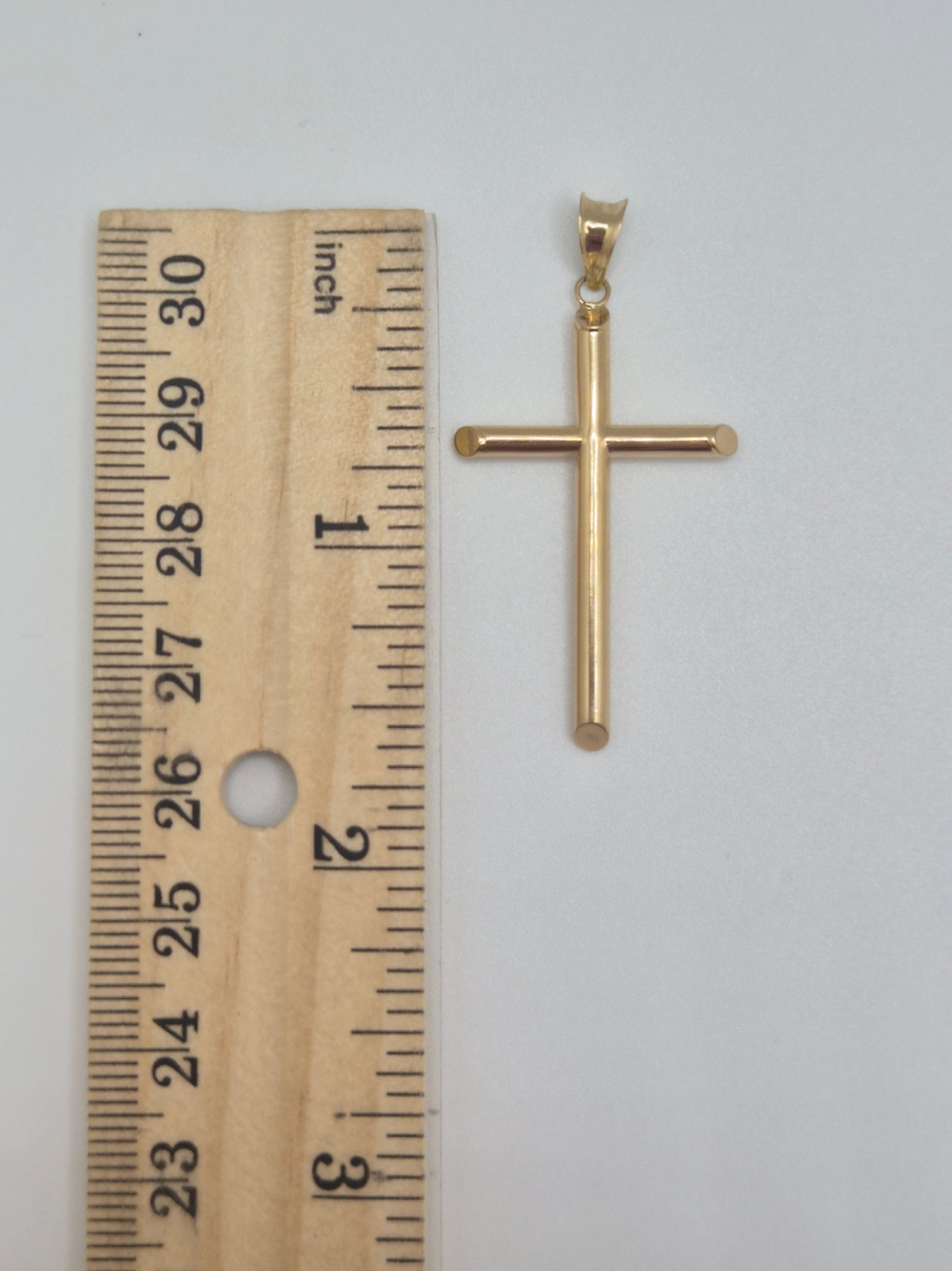 Perfectly Imperfect – 14K Gold Hollow Tube Cross Pendant