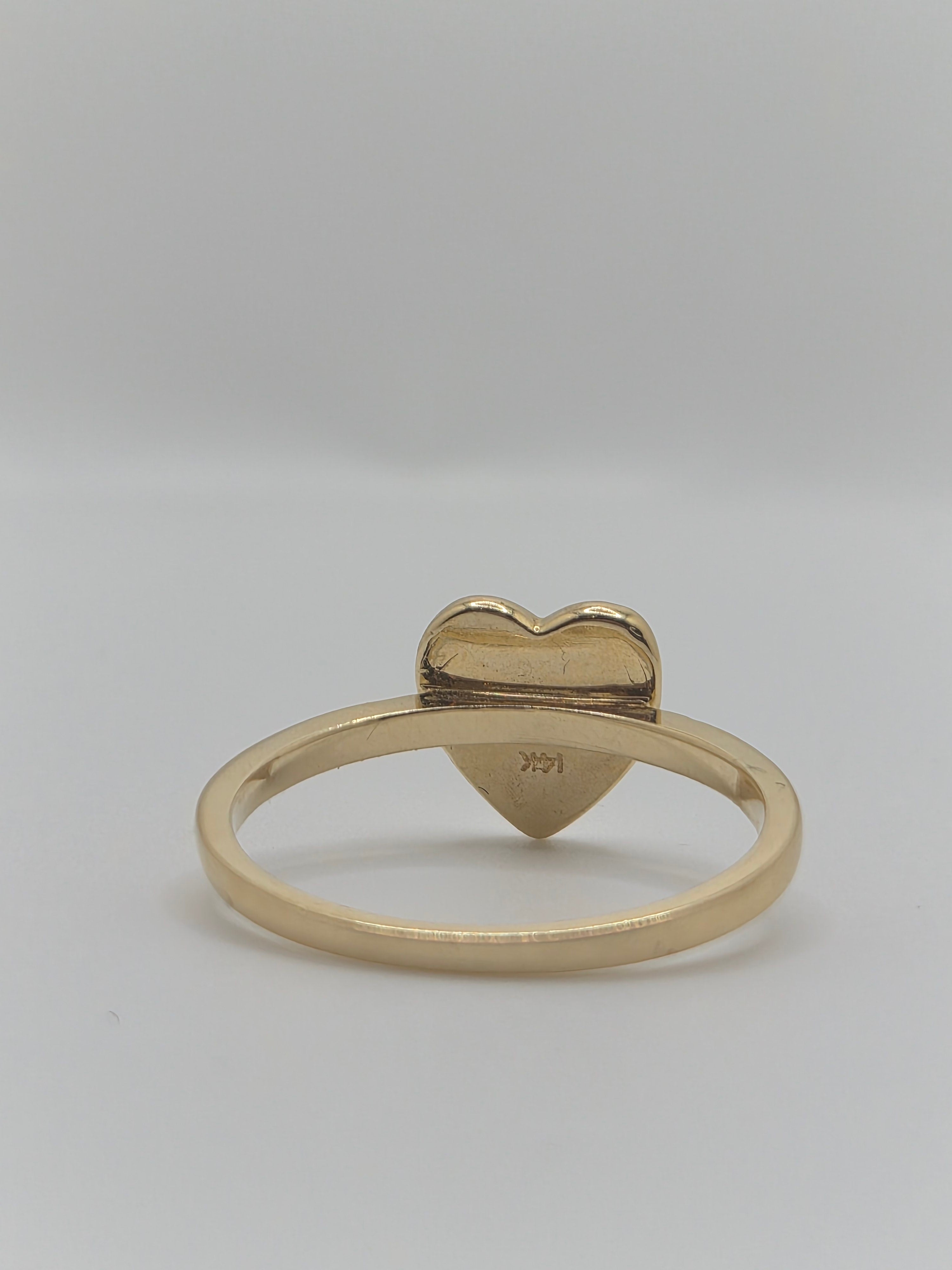 14K Gold Heart Signet Ring